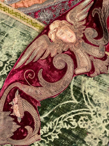 18th Century Embroidery Winged Cherub