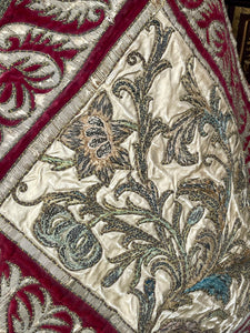 18th Century Embroidered Silk and Velvet Panel
