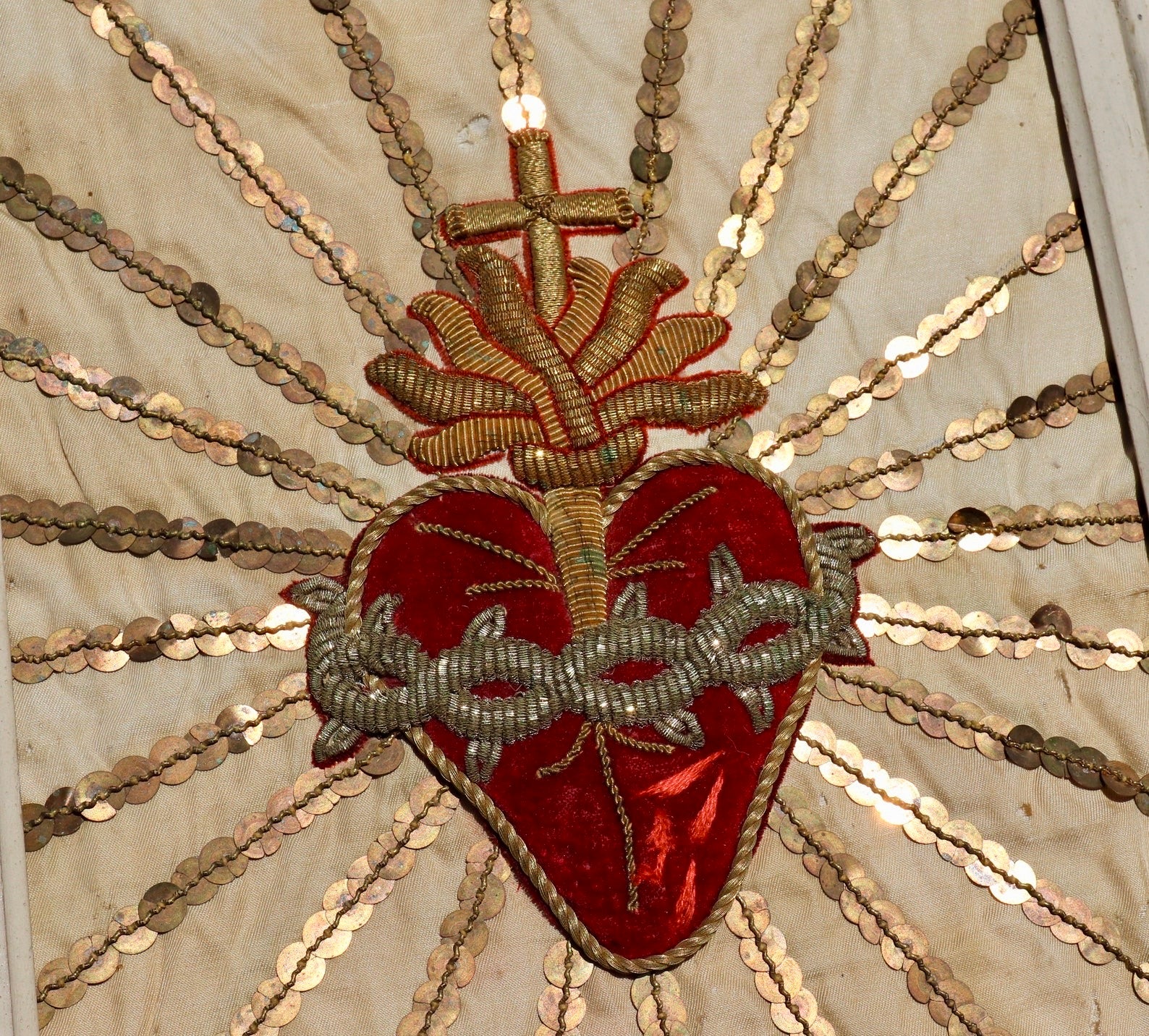 Antique Embroidered Sacred Heart