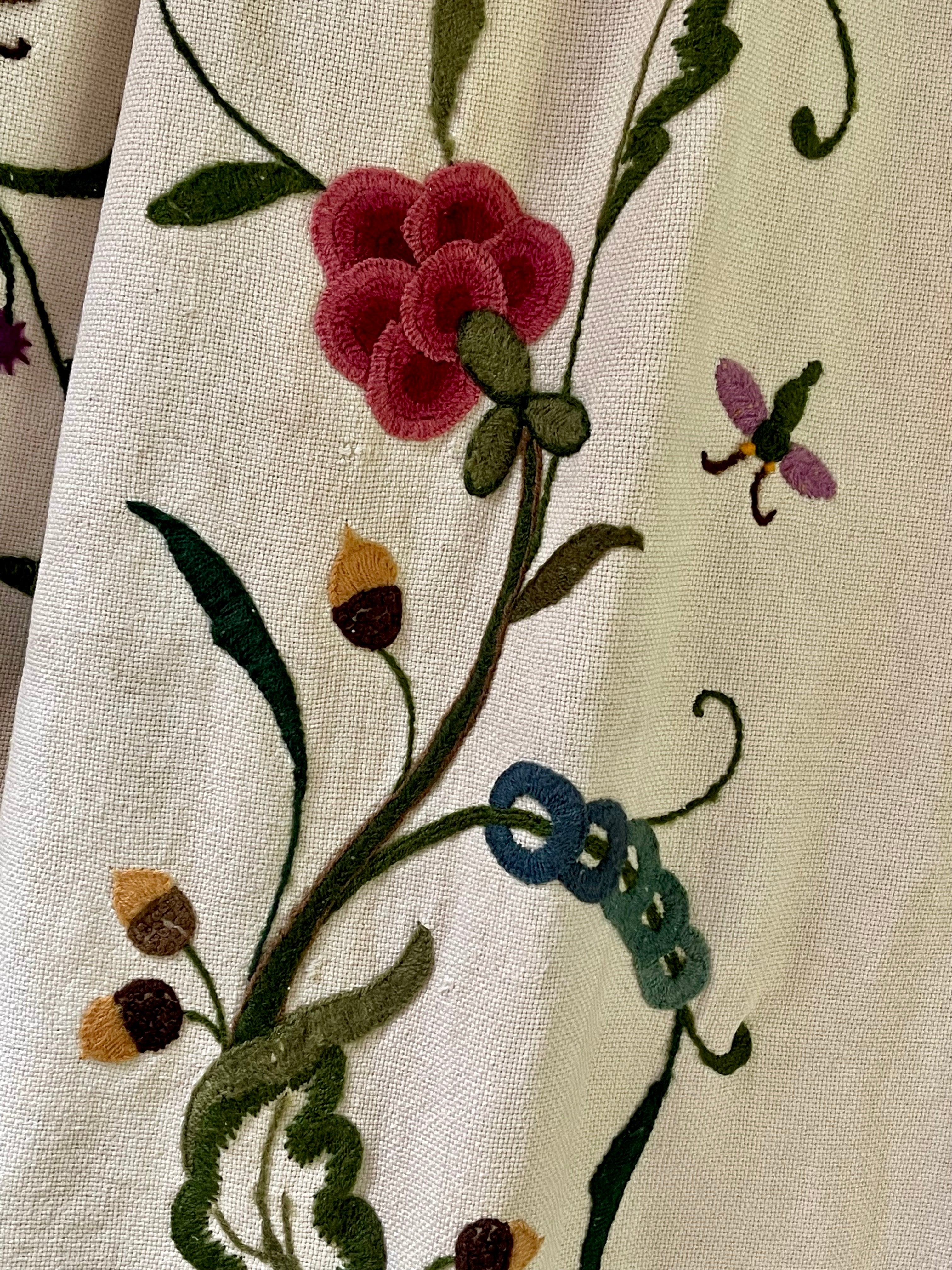 Crewelwork Tree of Life Panel Circa 1950