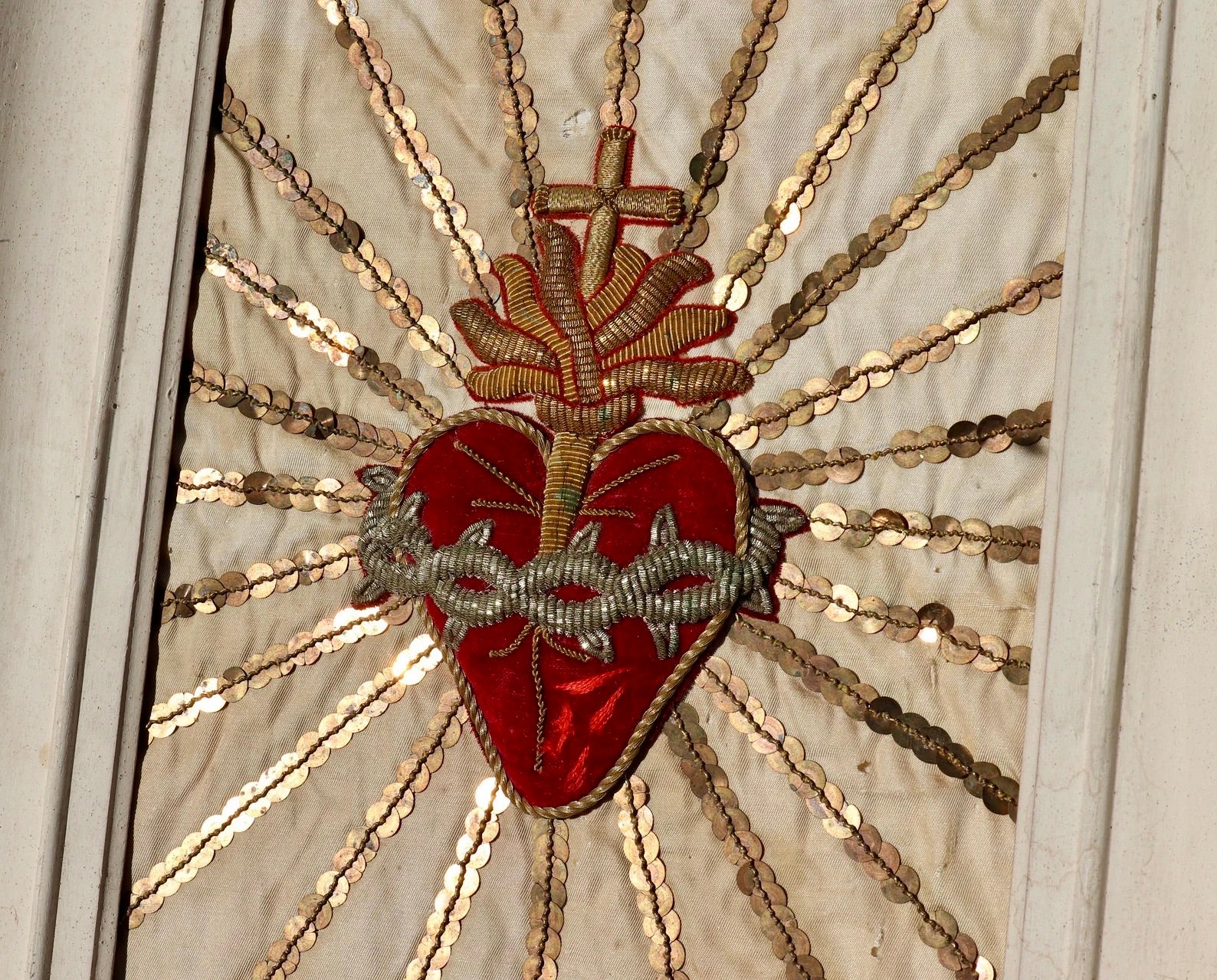 Antique Embroidered Sacred Heart