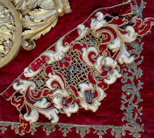 17th century Venetain Silk Velvet Stumpwork Panel