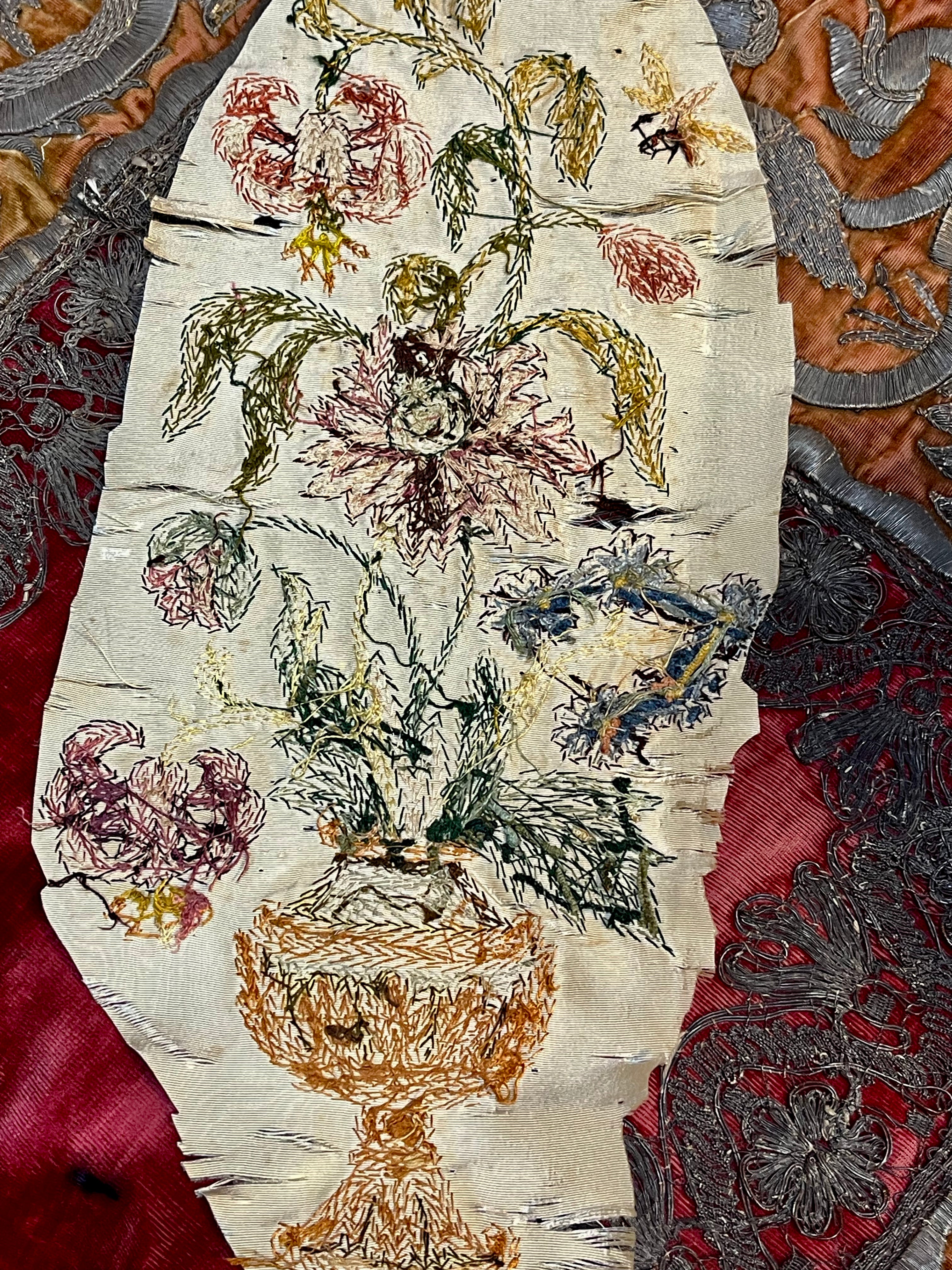 18th Century French Chenille Embroidered Slip