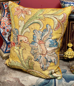 Antique Cushion 17th Century Embroidery BIRD