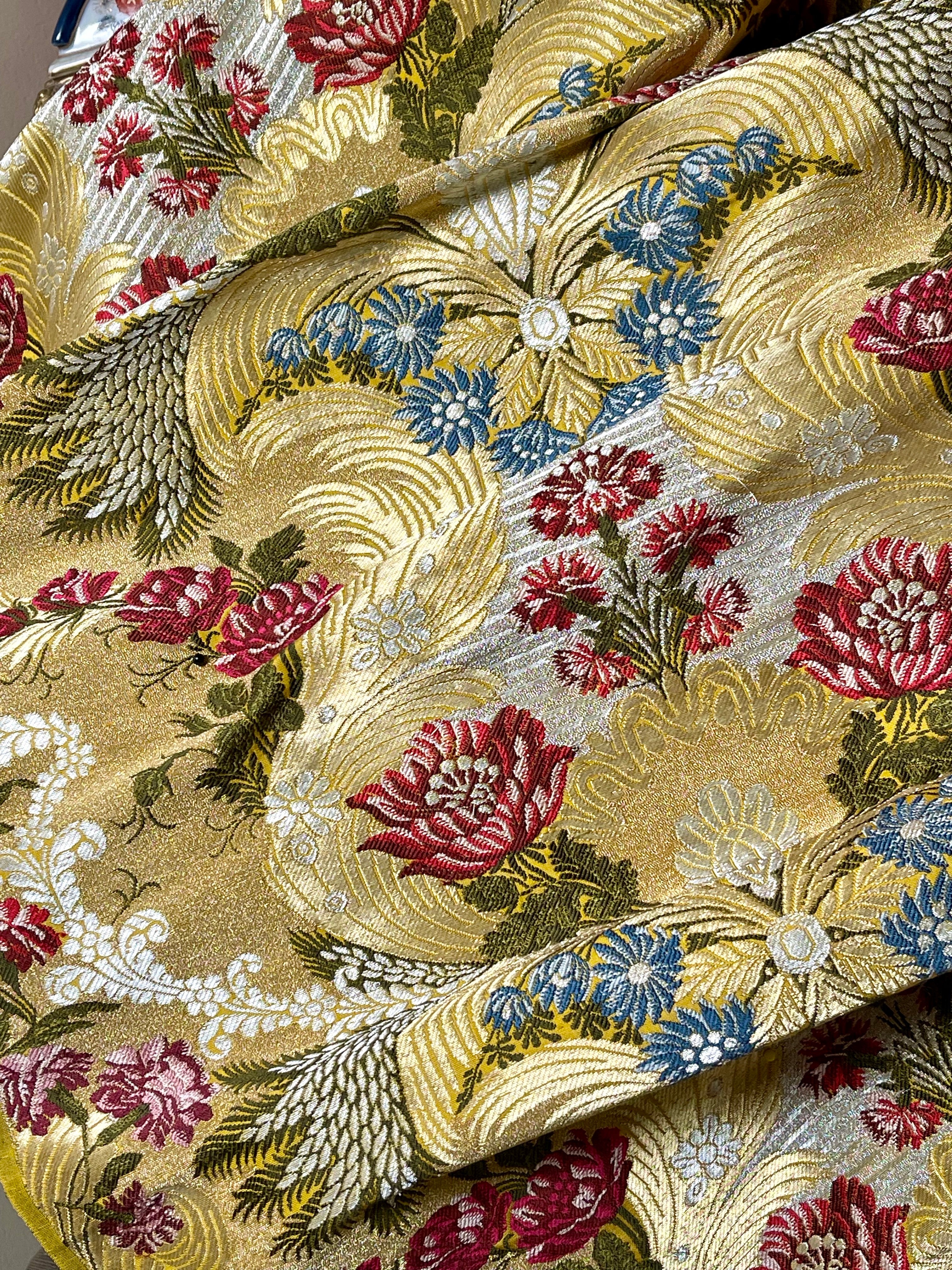 Antique French Lyon Silk Brocade Panel