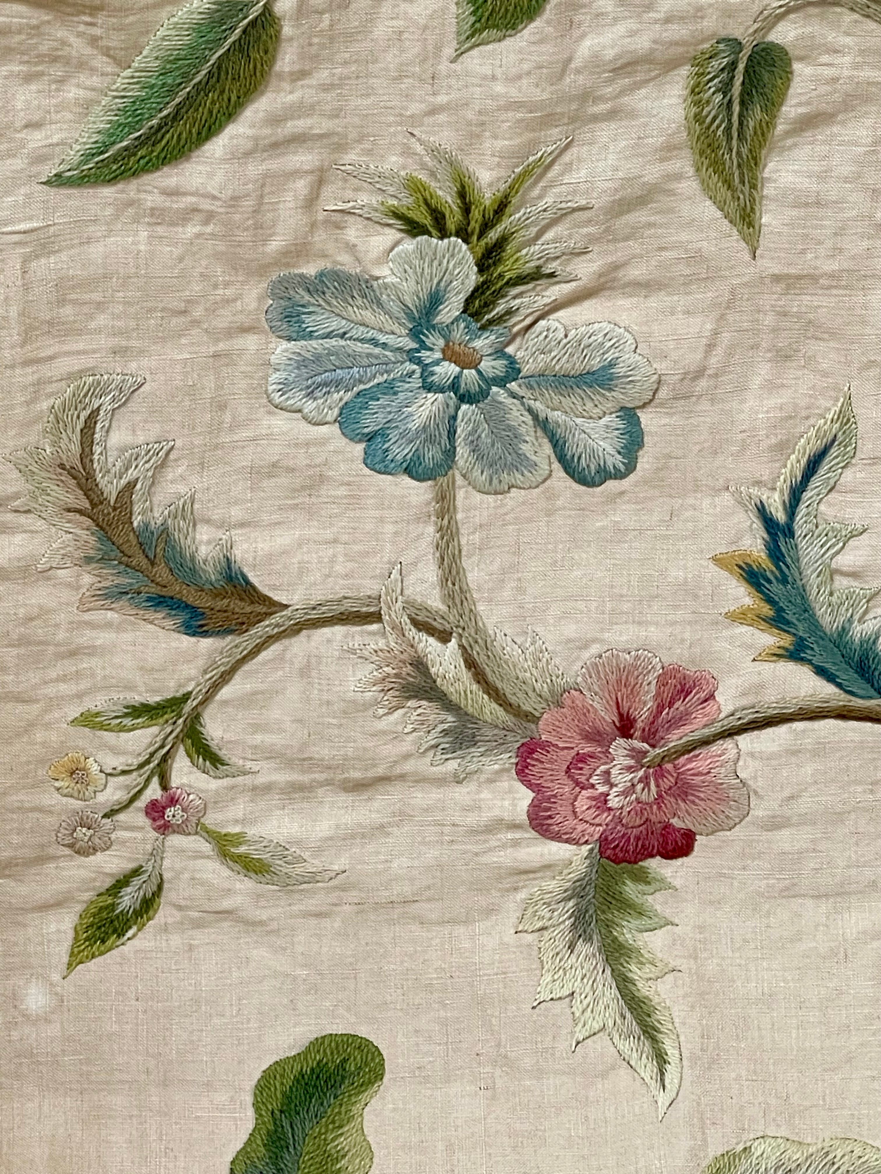 Antique Crewel Work Bed Cover Arts and Crafts