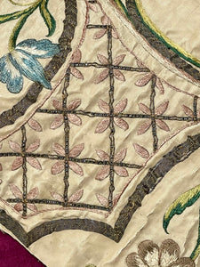 17th Century Embroidered Silk Costume Panel