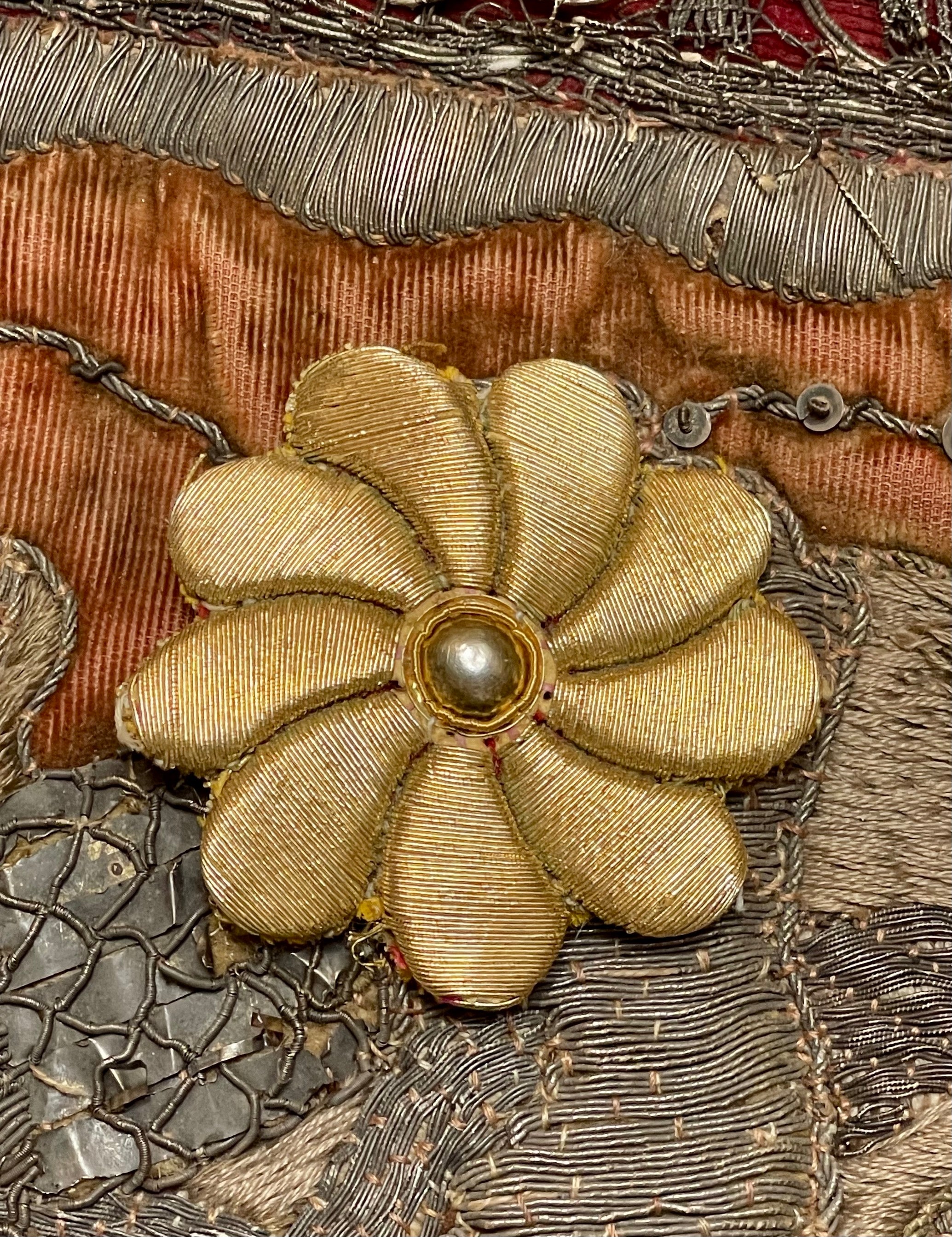 Gold Metallic Embroidered Flower Applique