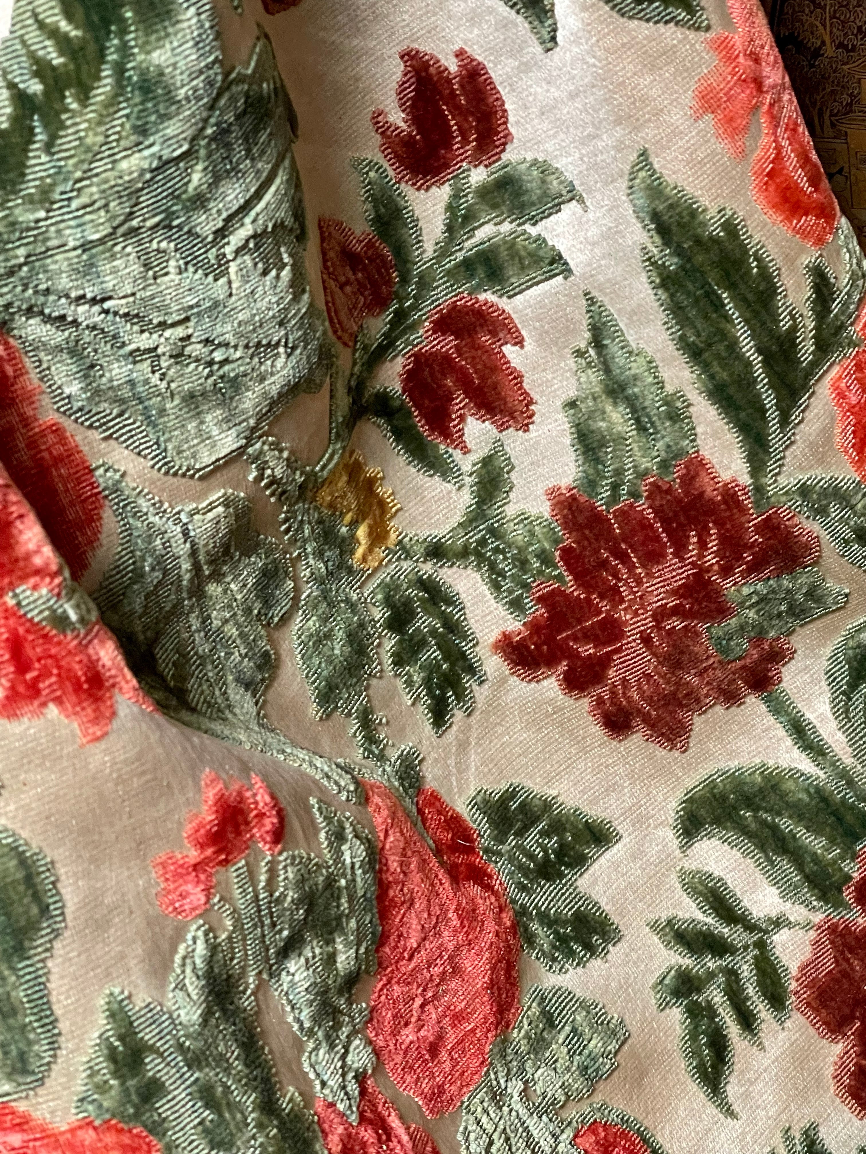 Antique Genoa Silk Velvet Jardiniere Design Circa 1700