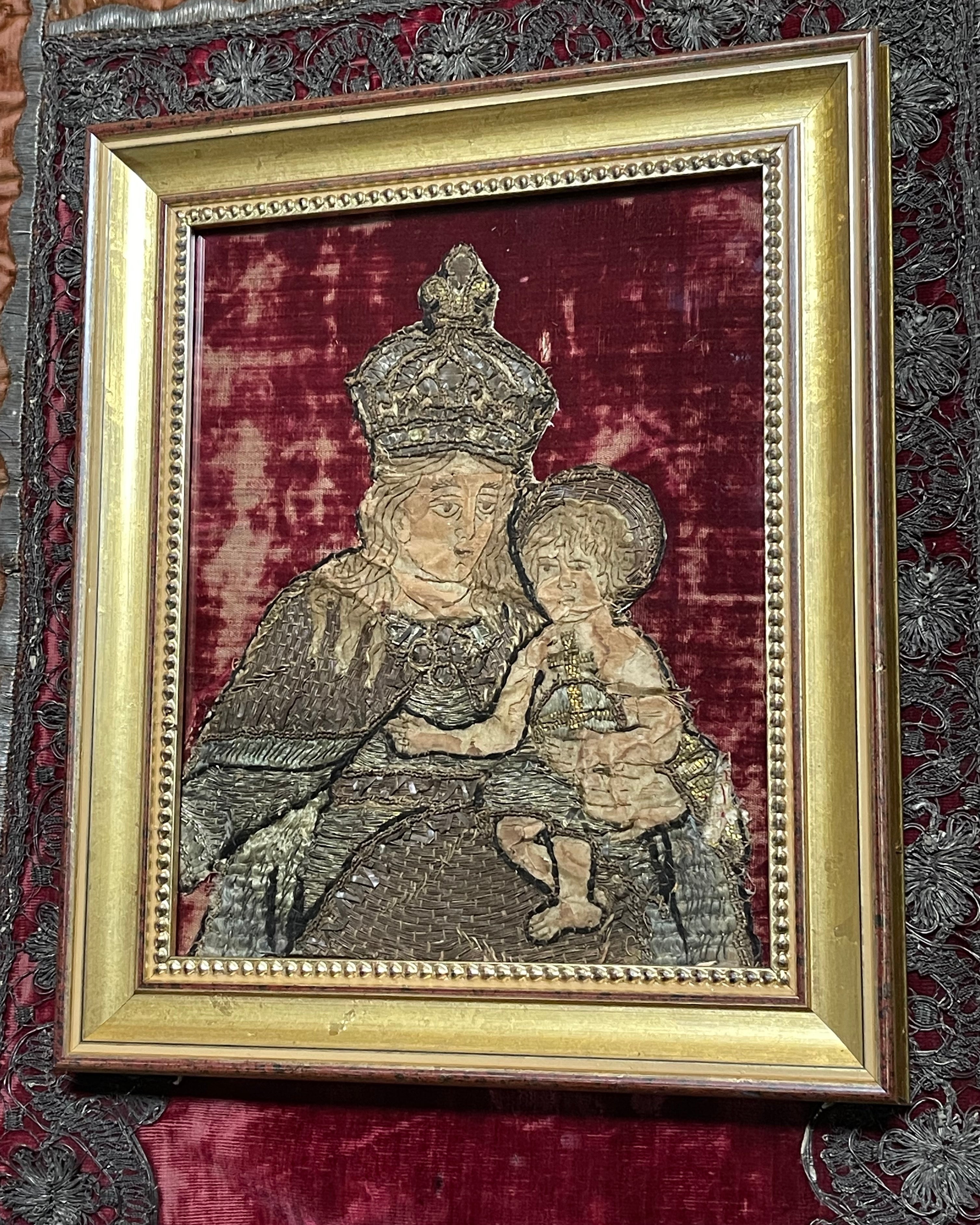 Early 17th Century Needlework Virgin and Child