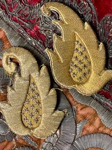 19th Century French Gold Embroidered Boteh Leaves PAIR