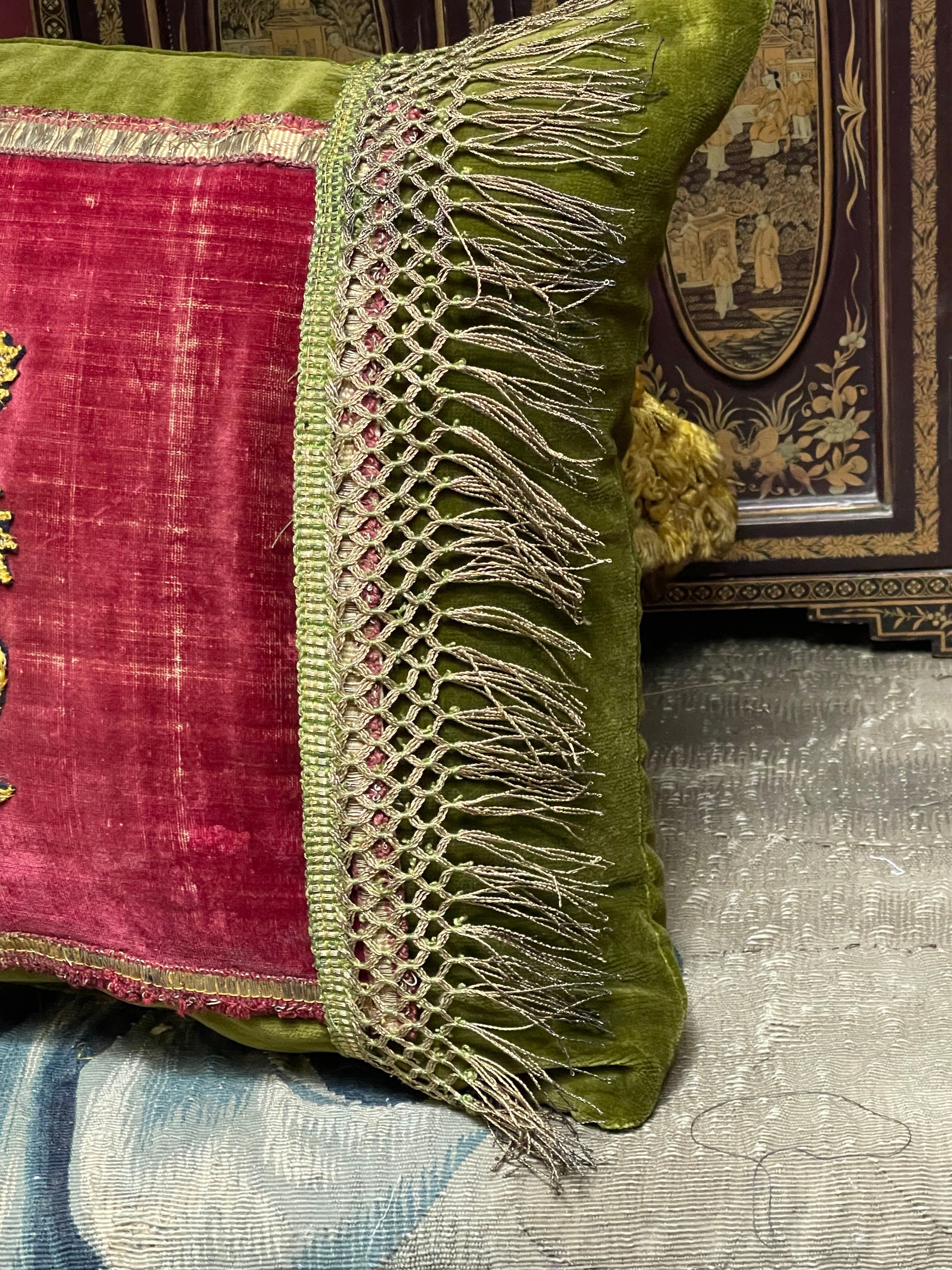 Antique Pillow 17th Century Pomegranate Needlework Slip