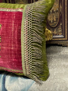 Antique Pillow 17th Century Pomegranate Needlework Slip