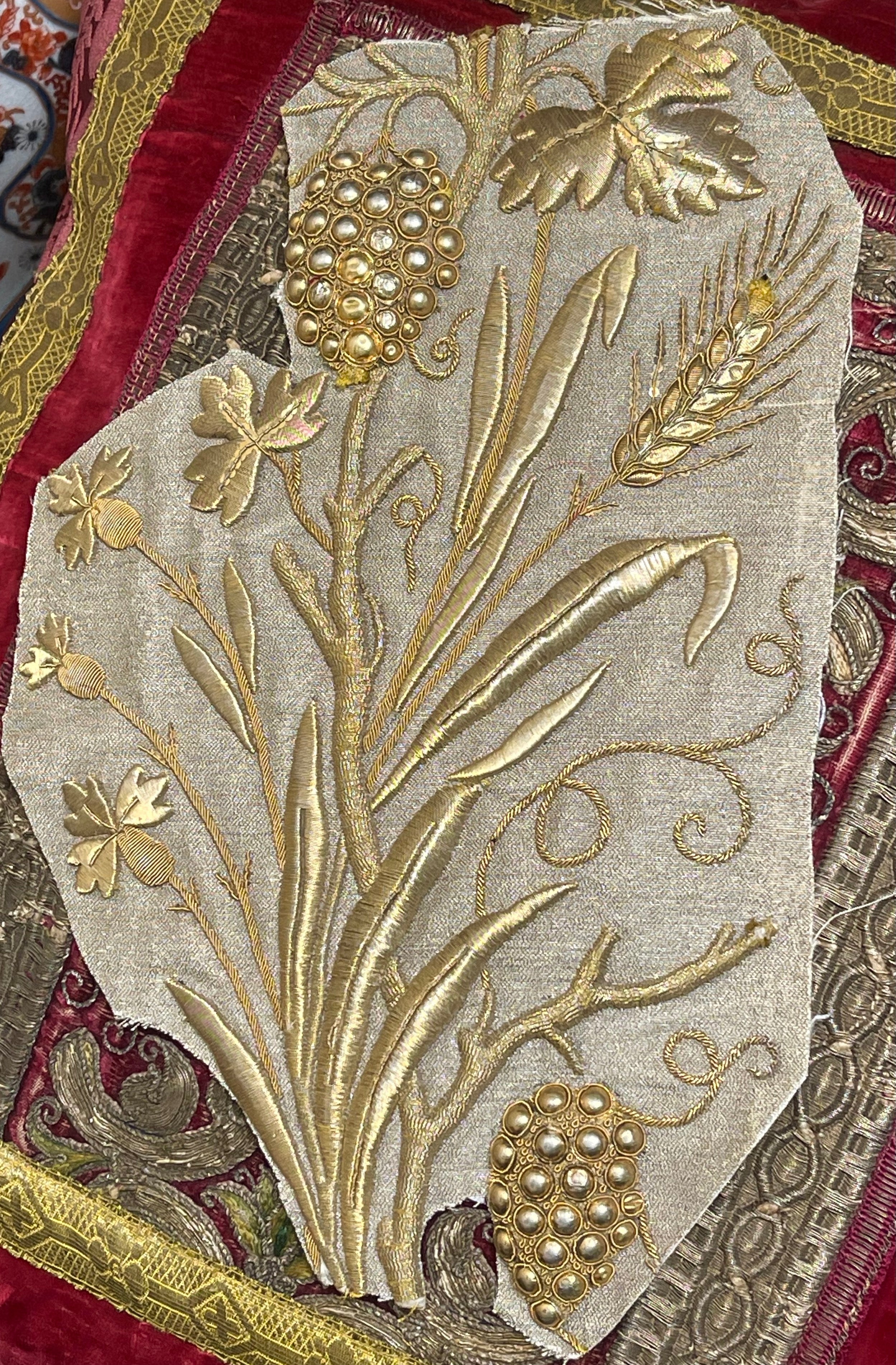 Antique Gold Metallic Embroidery Applique