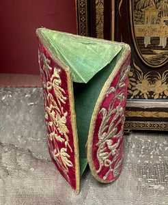 18th Century Metal Embroidered Silk Velvet Purse