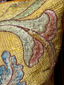 Antique Cushion 17th Century Embroidery BIRD