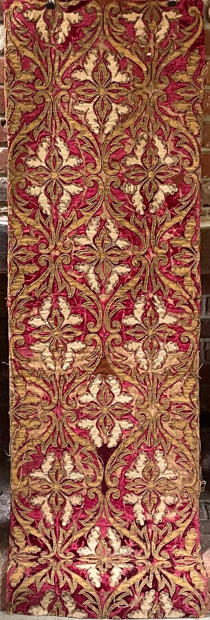 17th Century Venetian Baroque Silk Velvet Appliqued Panel