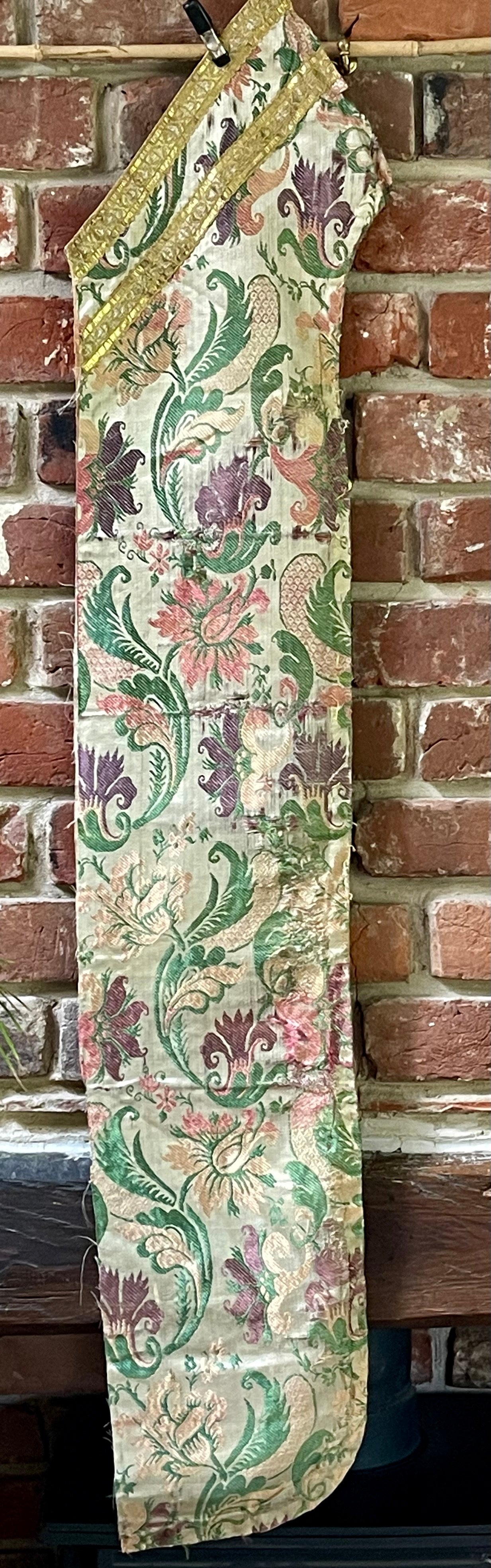 18th Century French Silk Brocade Chasuble Panel