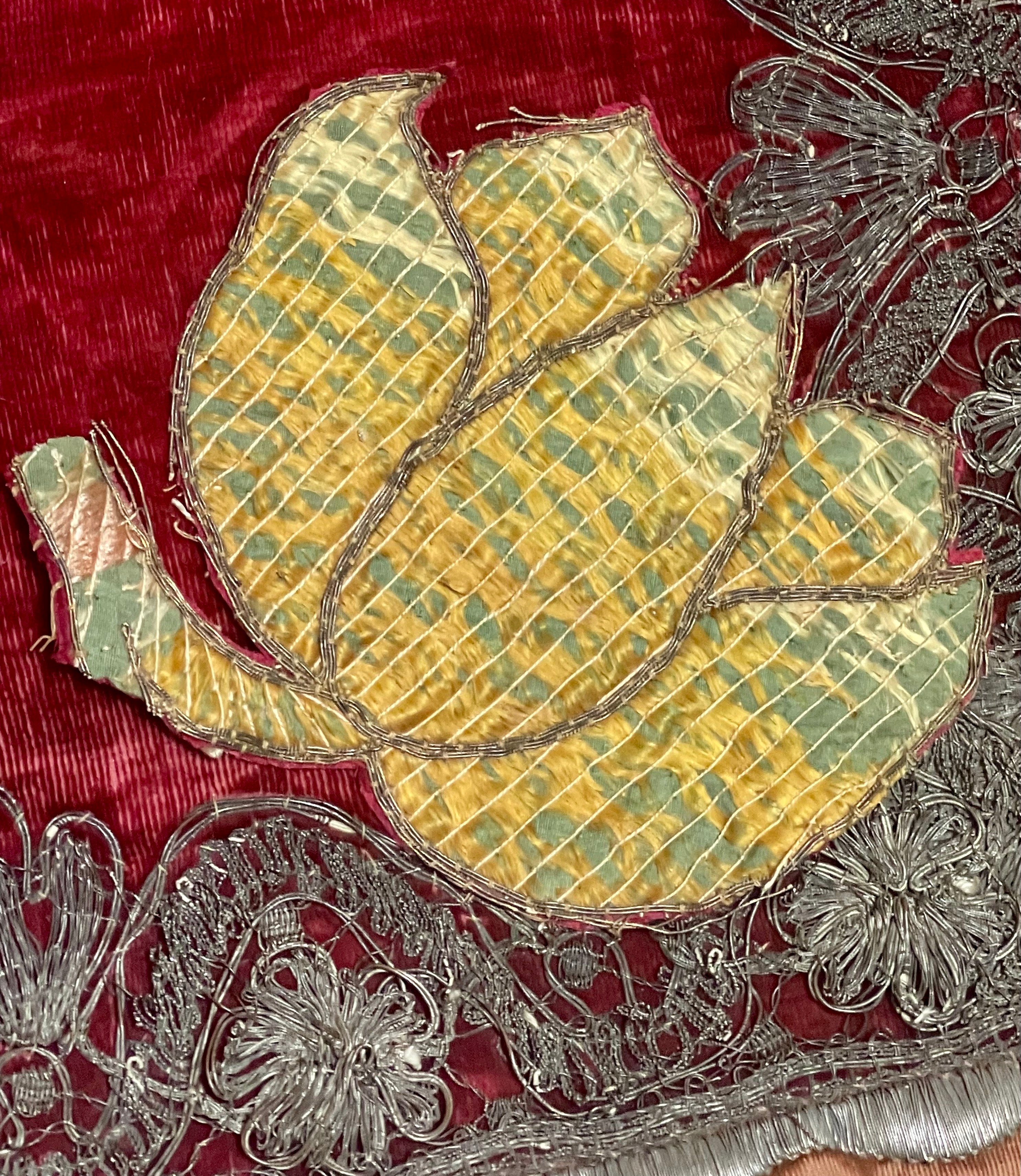 17th Century Italian Silk Floss Embroidered Tulip