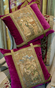 Hand Made Bespoke Pillows Medieval Embroidery Life of The Virgin