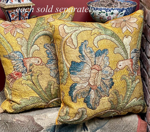 RESERVED For T   Antique Pillow 17th Century Silk Floss Embroidery BIRD