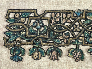 Elizabethan Needlework Panel Fruit Flowers