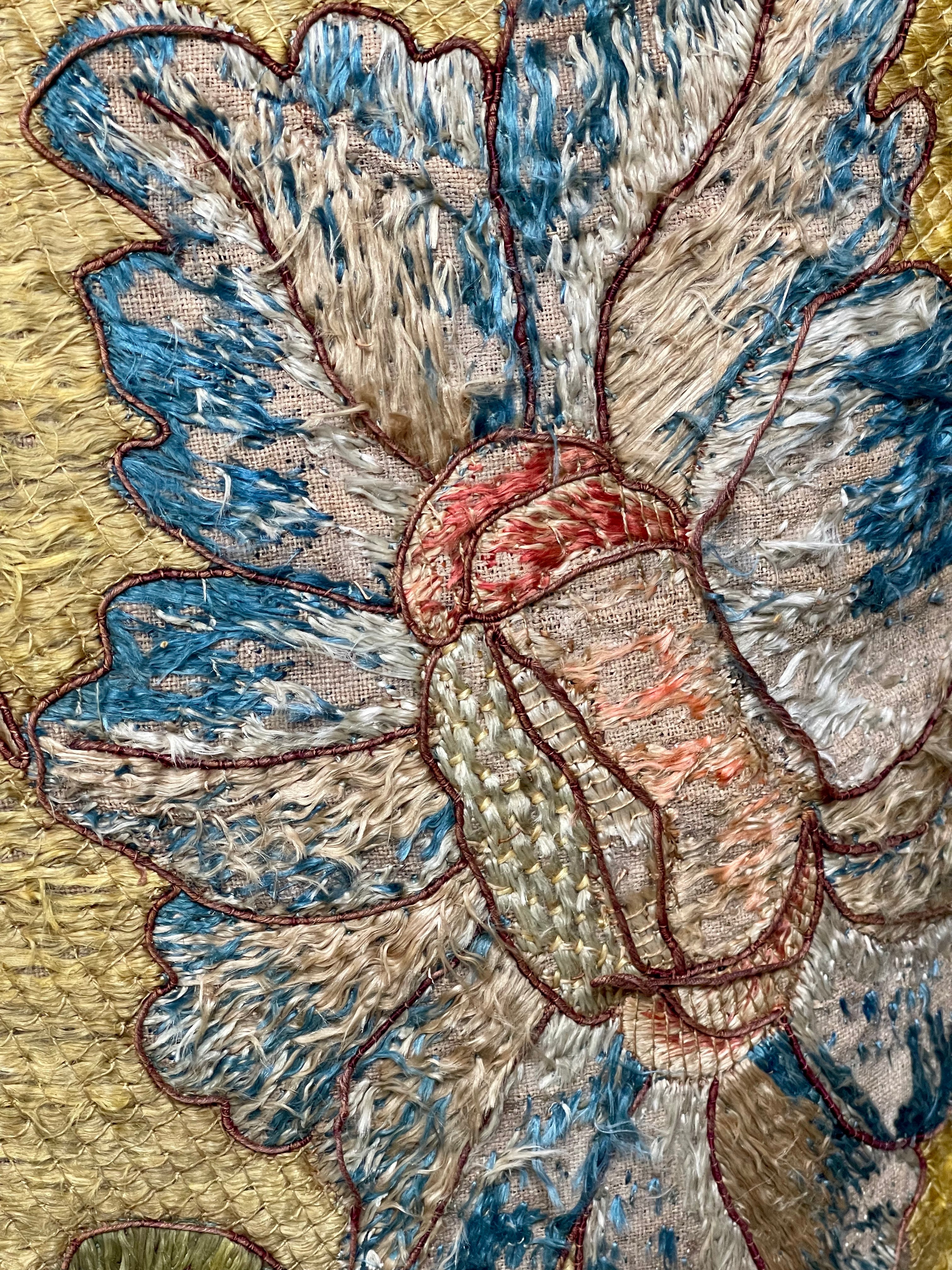 Antique Cushion 17th Century Embroidery BIRD