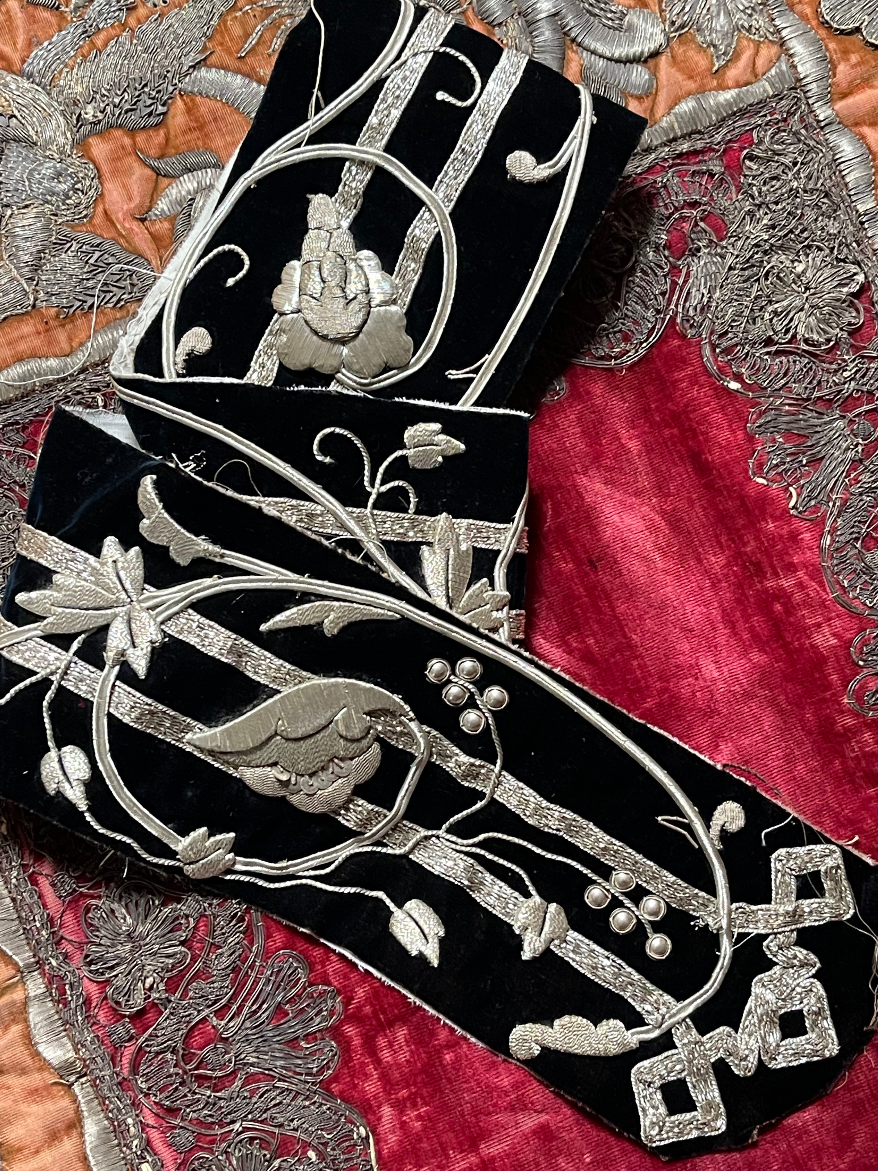 Antique Silver Metallic Embroidered Panel