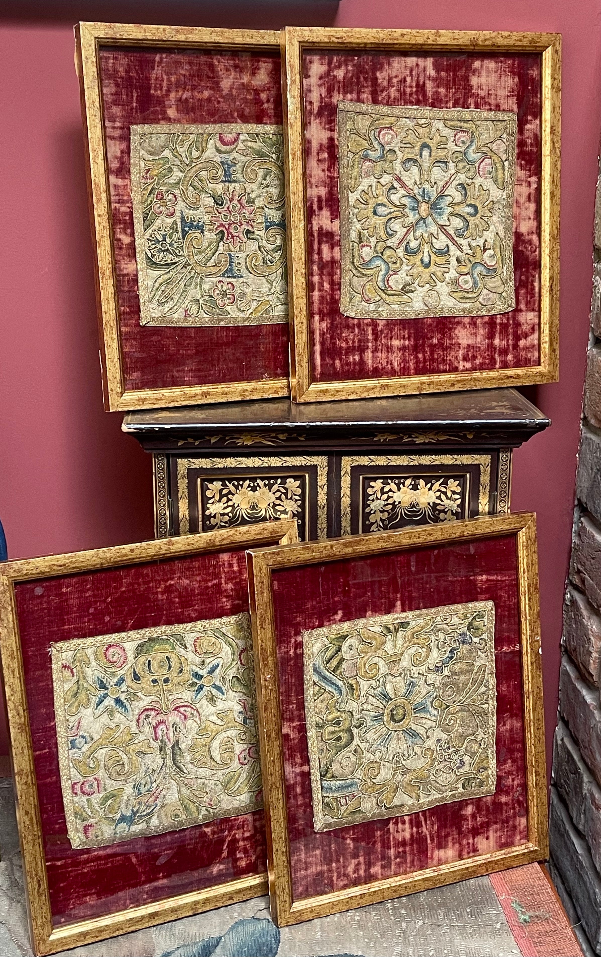 17th Century English Needlework Panels Set of 4