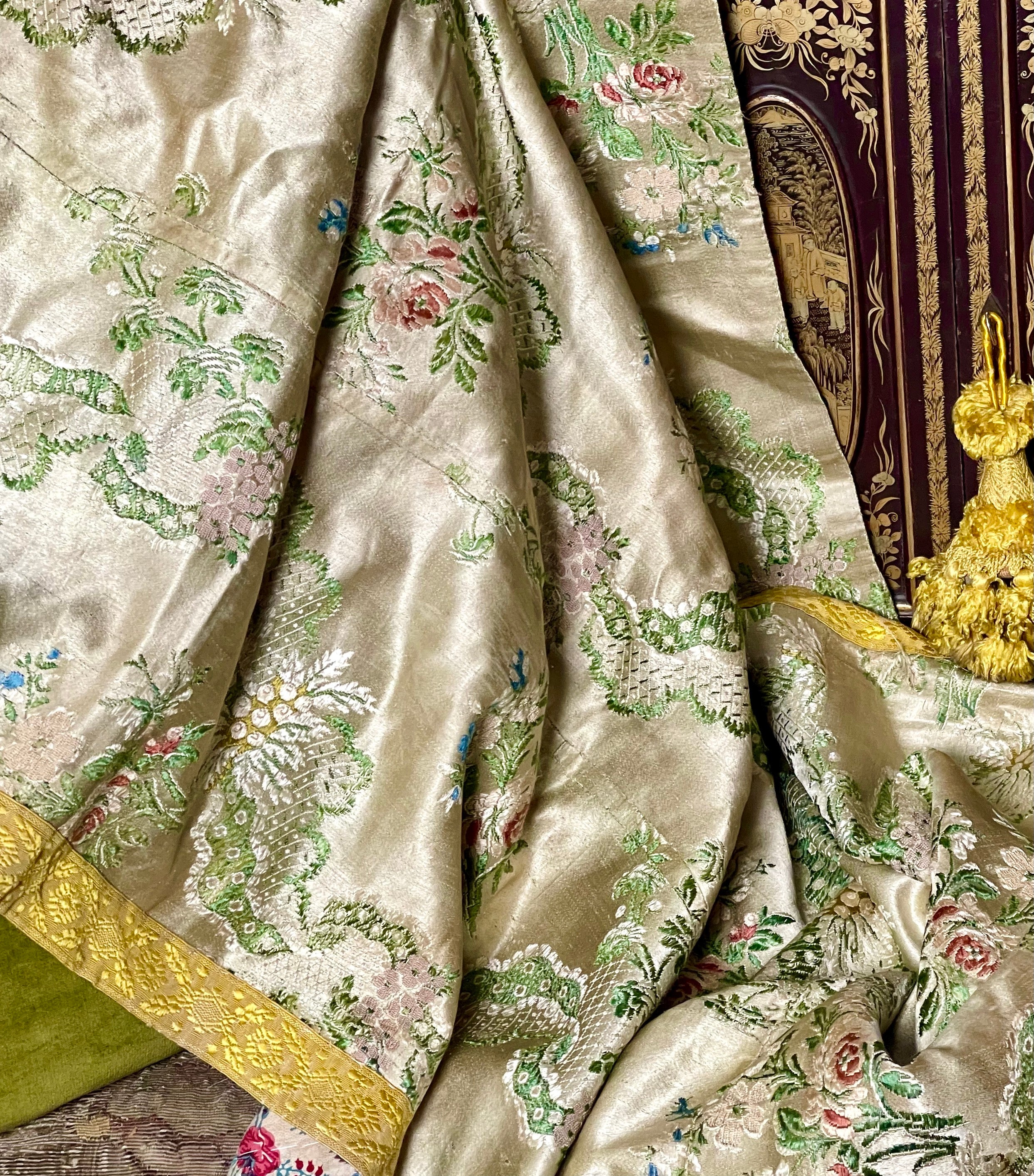 18th Century Lyon Silk Brocade Valance