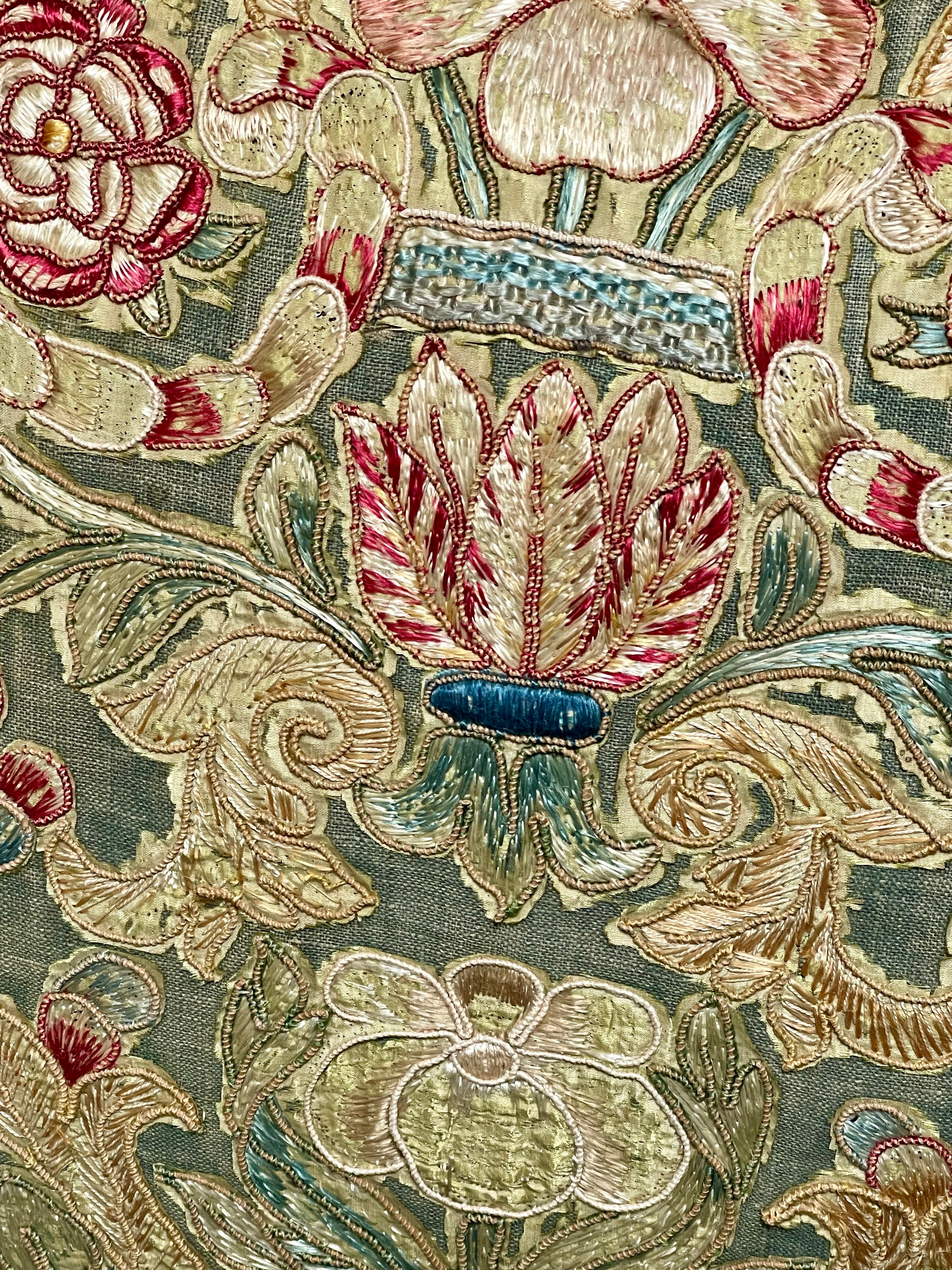 17th Century Embroidery Bespoke Hand Made Pillow