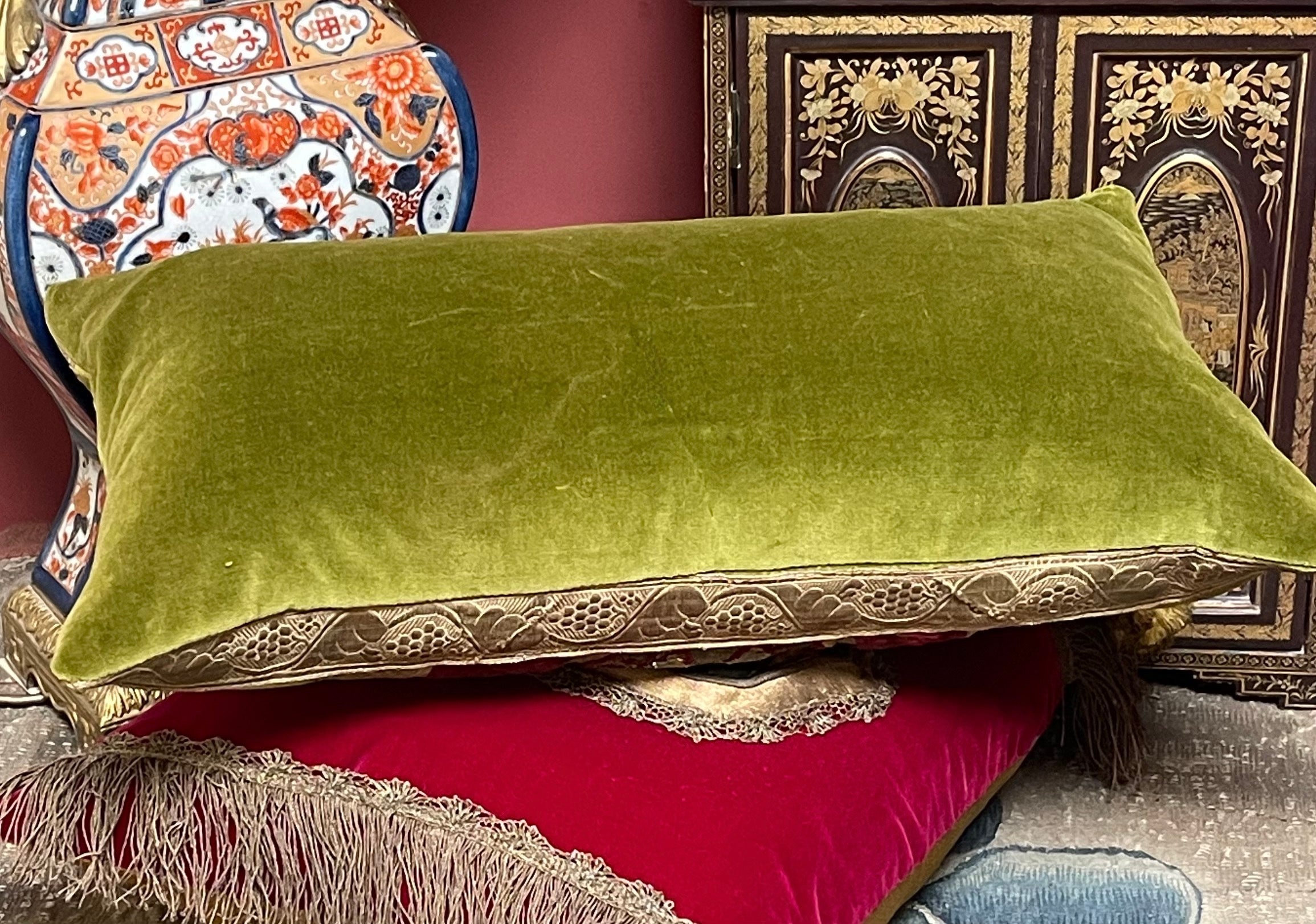 Antique Pillow 16th Century Venetian Pomegranate Panel