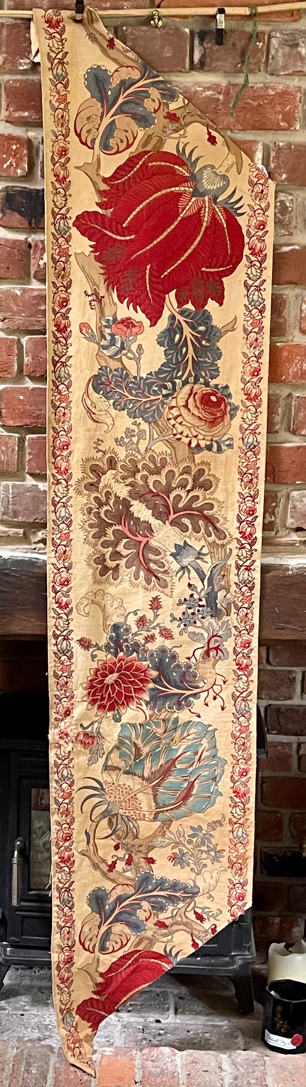 Antique French Indienne Palampore Block Printed Border Panel