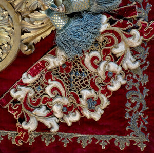 17th century Venetain Silk Velvet Stumpwork Panel