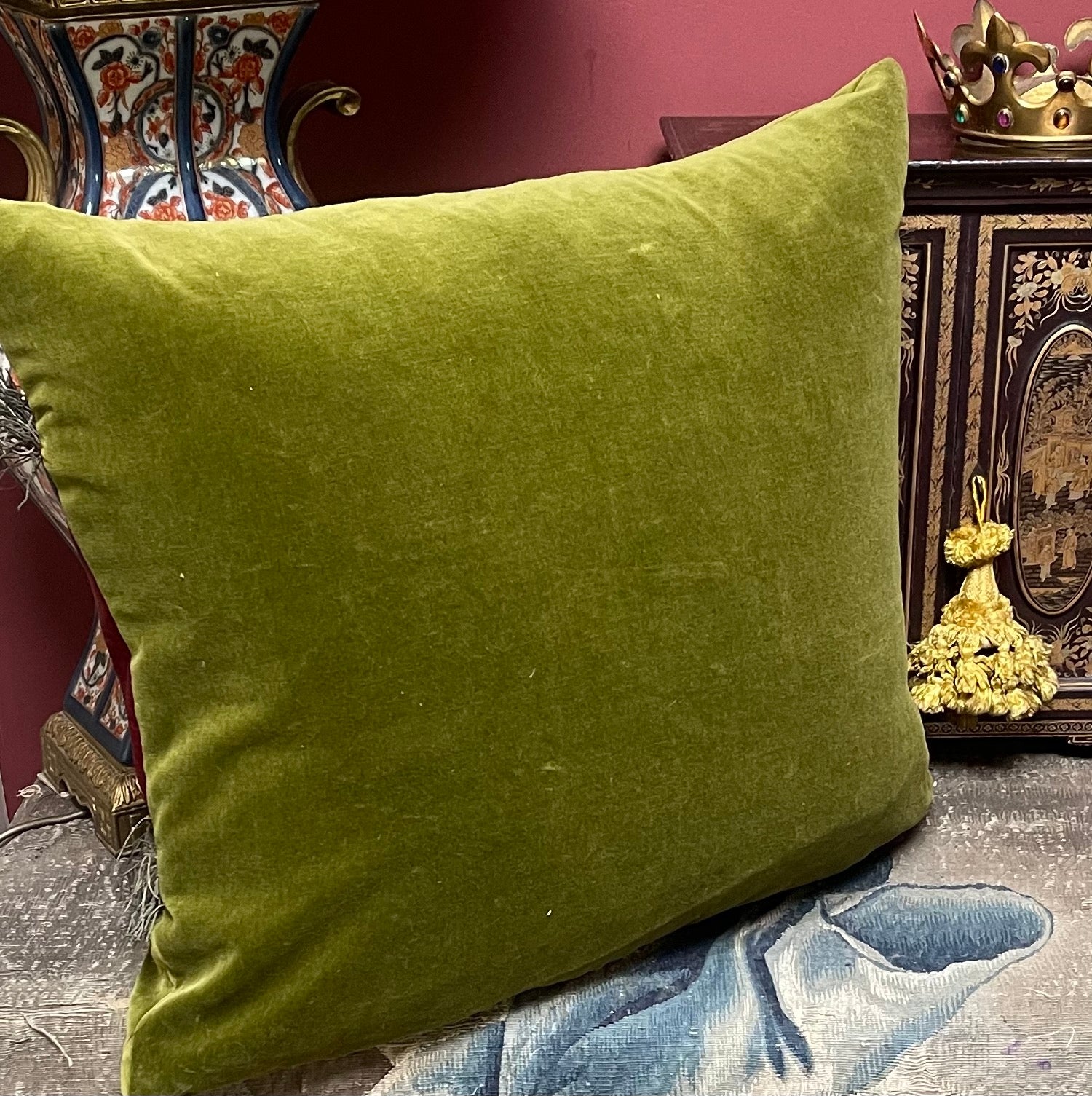 Antique Velvet Pillow 16th Century Venetian Panel