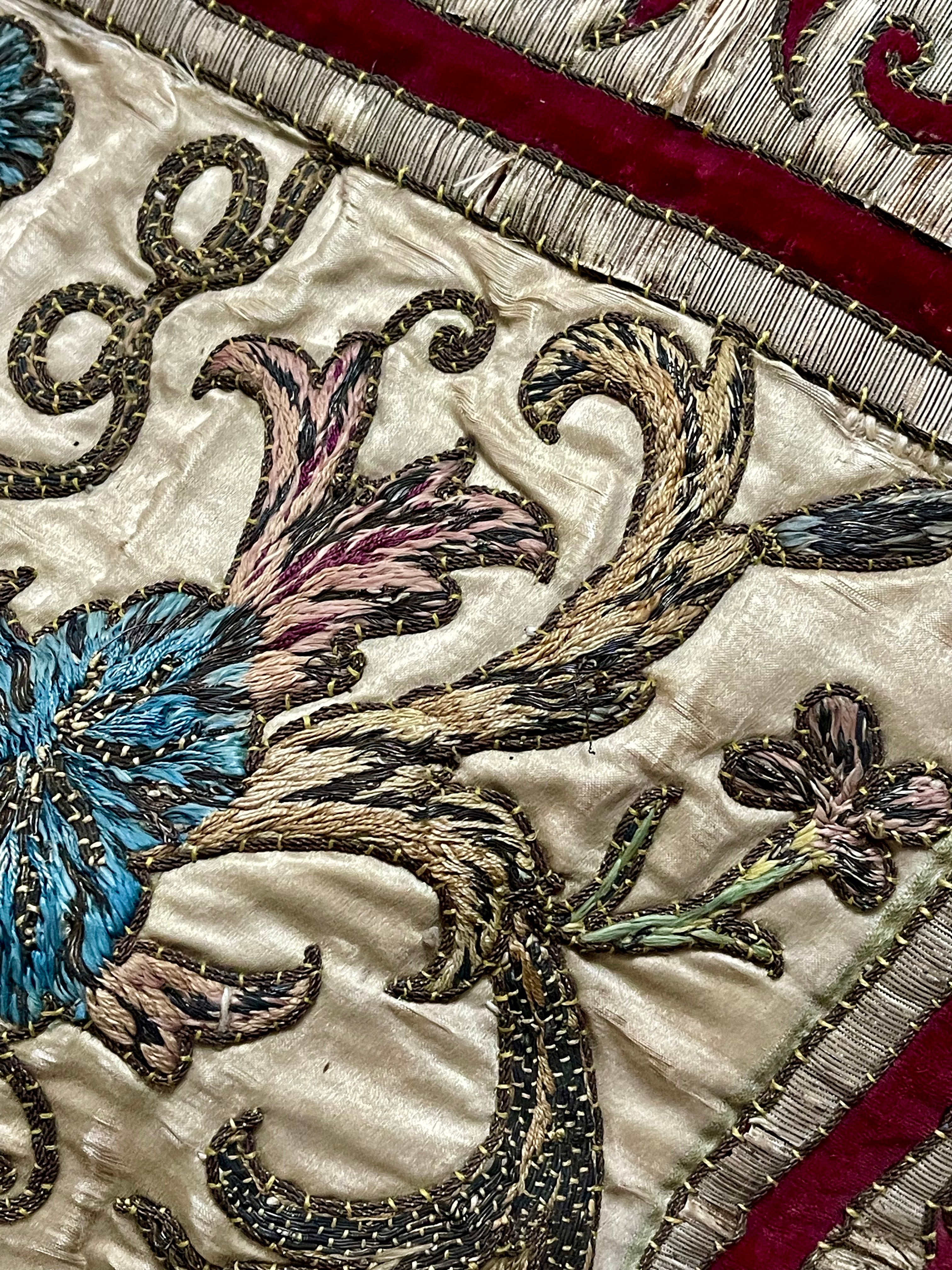 RESERVED For D 18th Century Silk Velvet Embroidered Panel