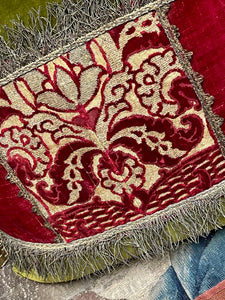 Antique Velvet Pillow 16th Century Venetian Panel