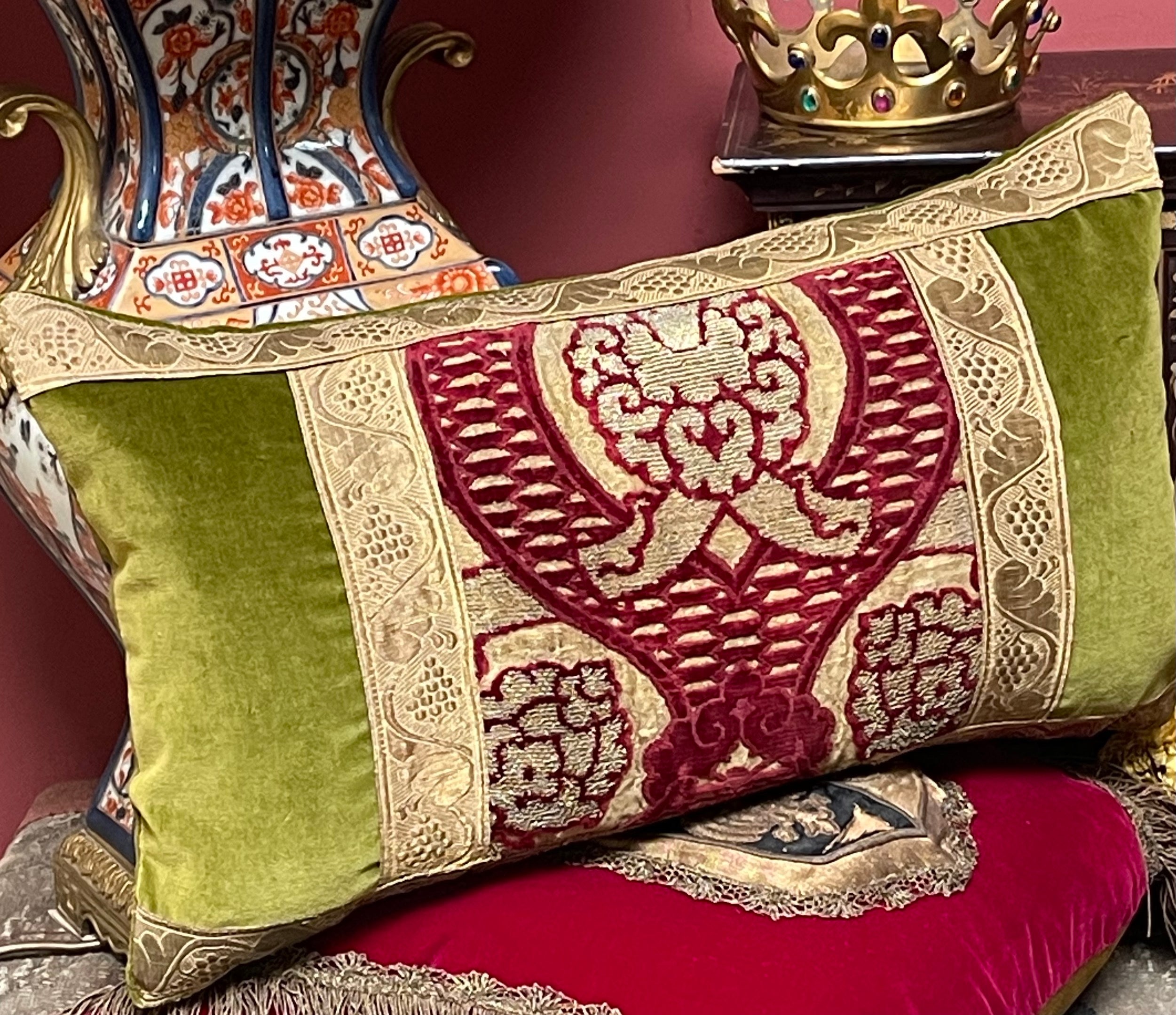 Antique Pillow 16th Century Venetian Pomegranate Panel