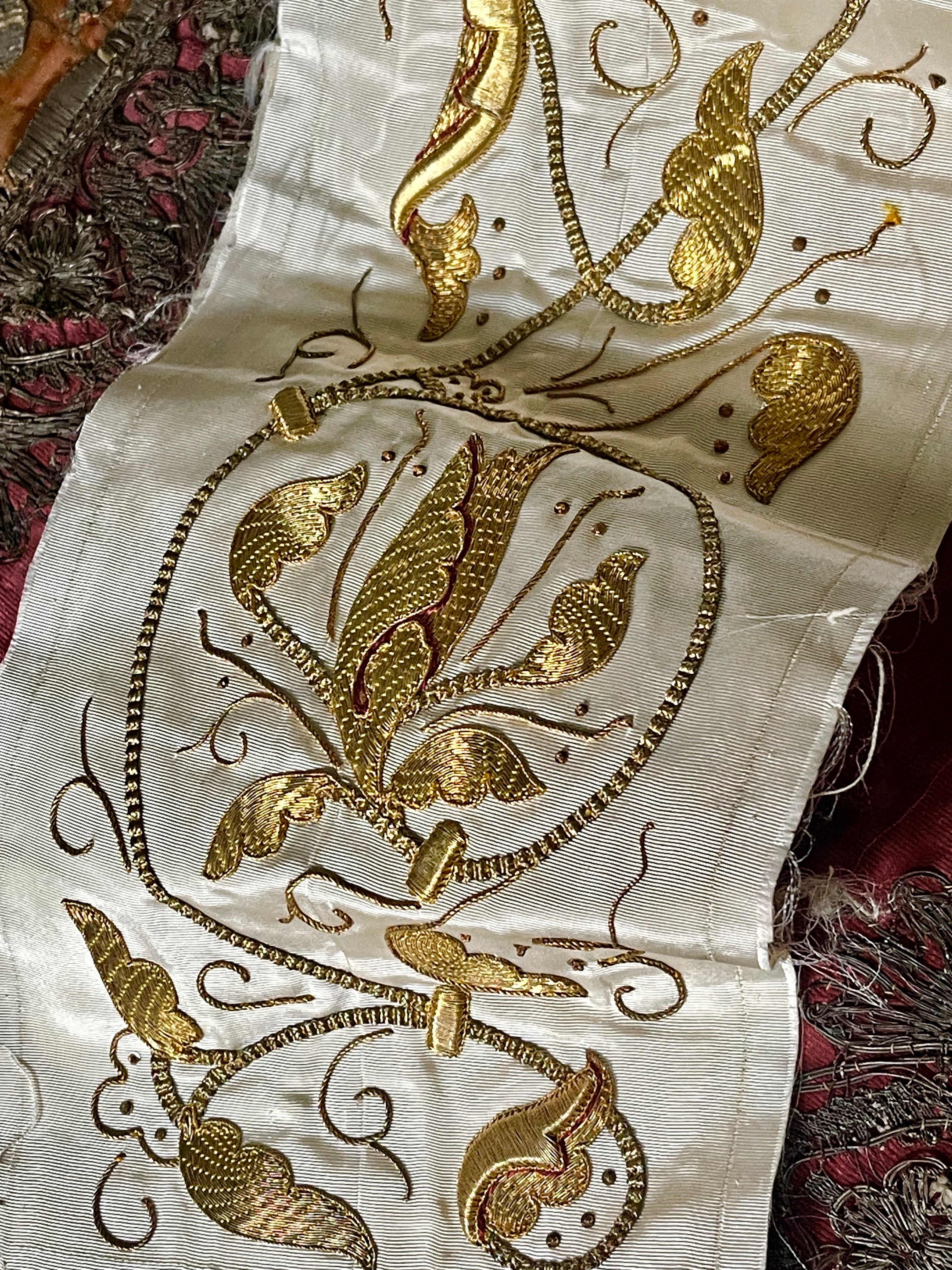 Antique Vestment Panel Gold Metallic Embroidery