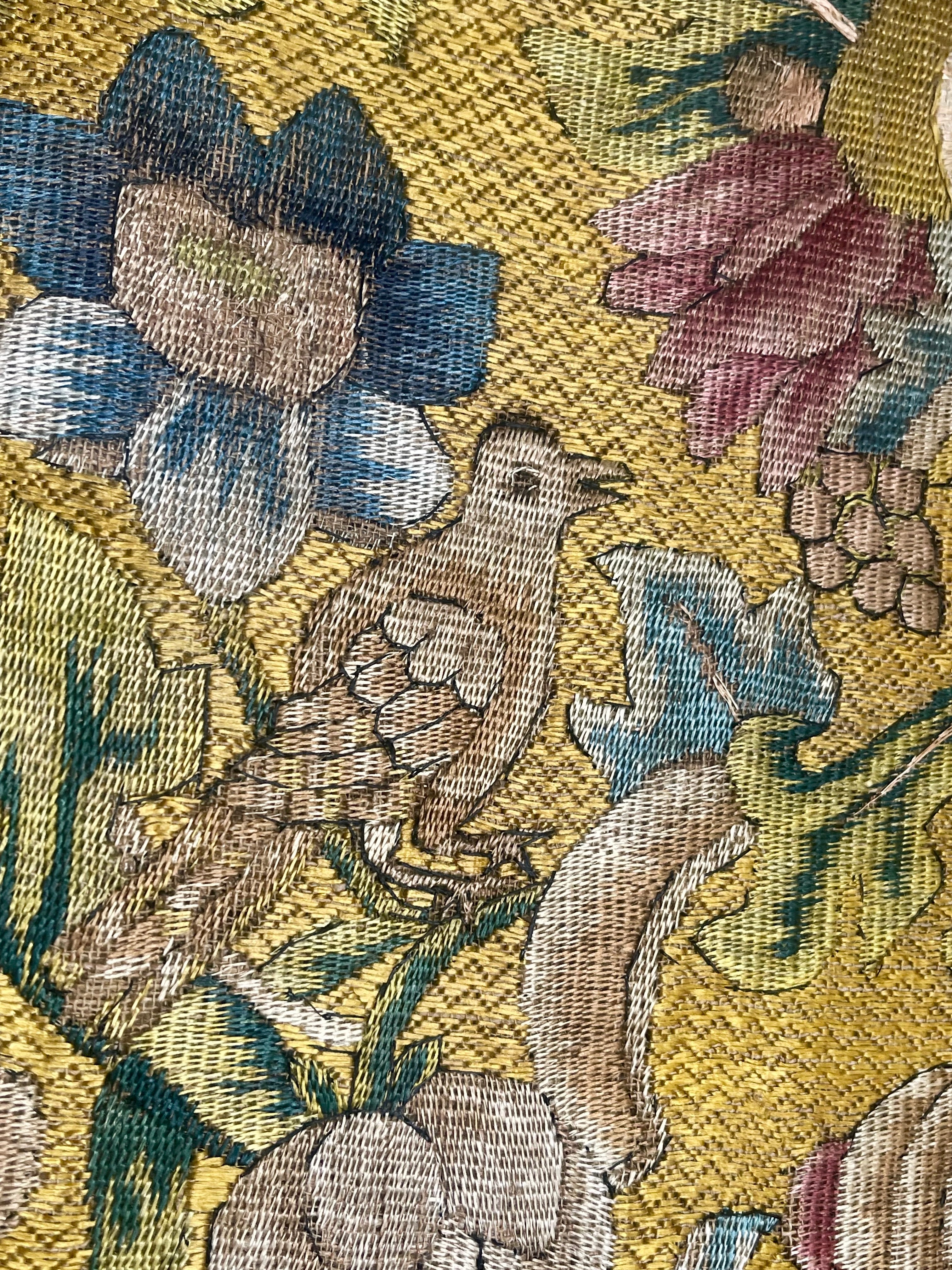 17th Century Italian Needlework Panel BIRDS