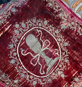 17th Century Embroidery Ecclesiastical Silk Velvet Circa 1620