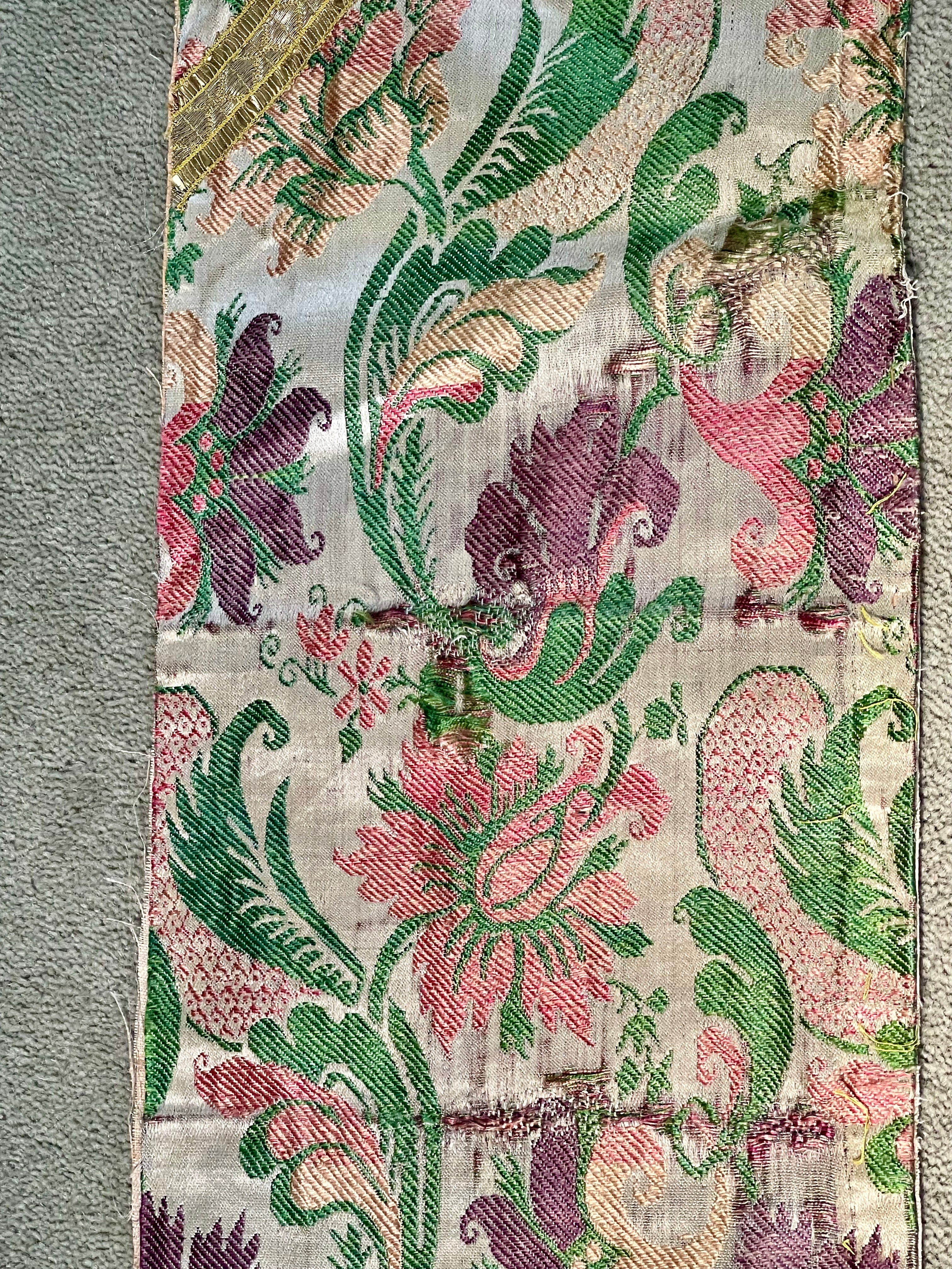 18th Century French Silk Brocade Chasuble Panel