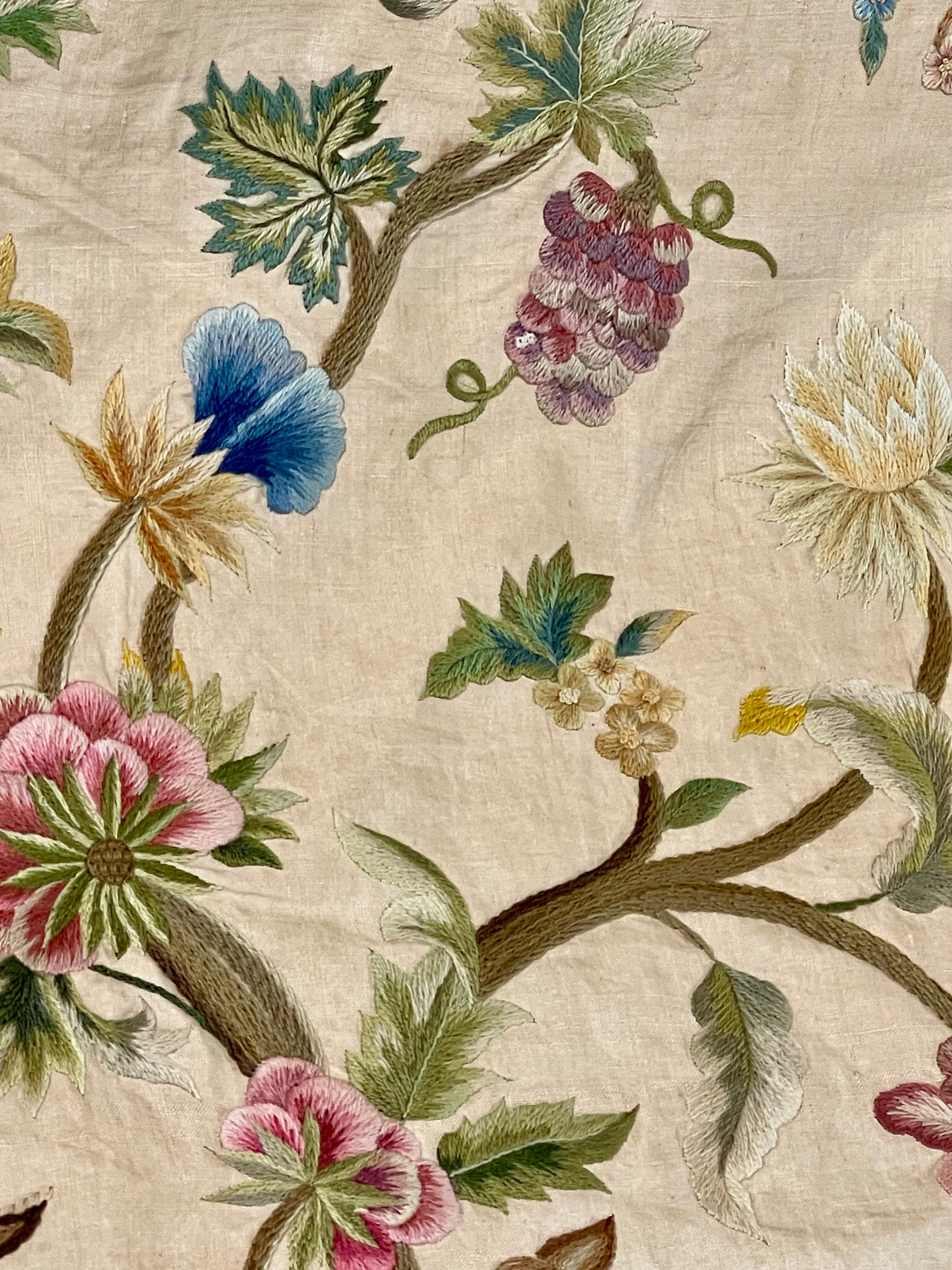 Antique Crewel Work Bed Cover Arts and Crafts