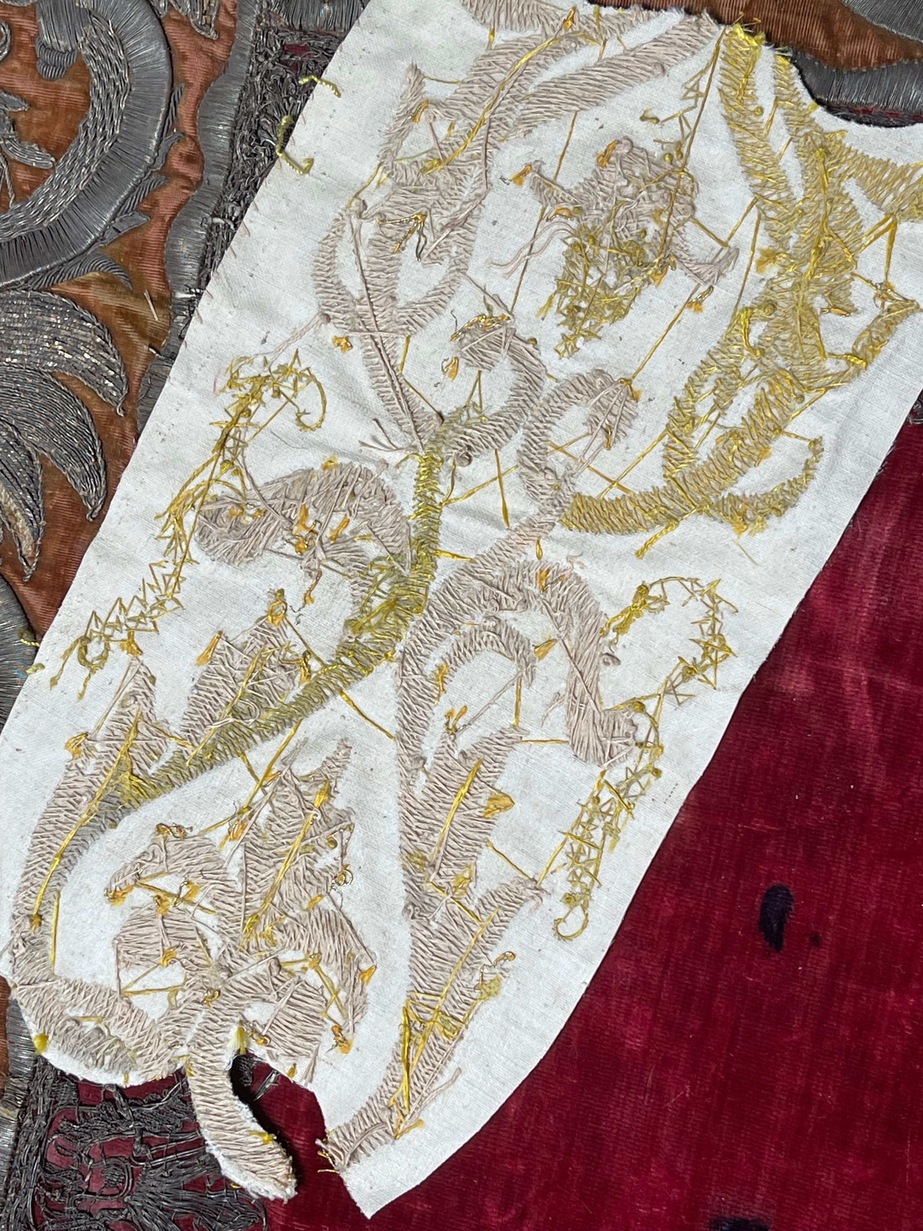 Antique Gold Metallic Embroidery Panel