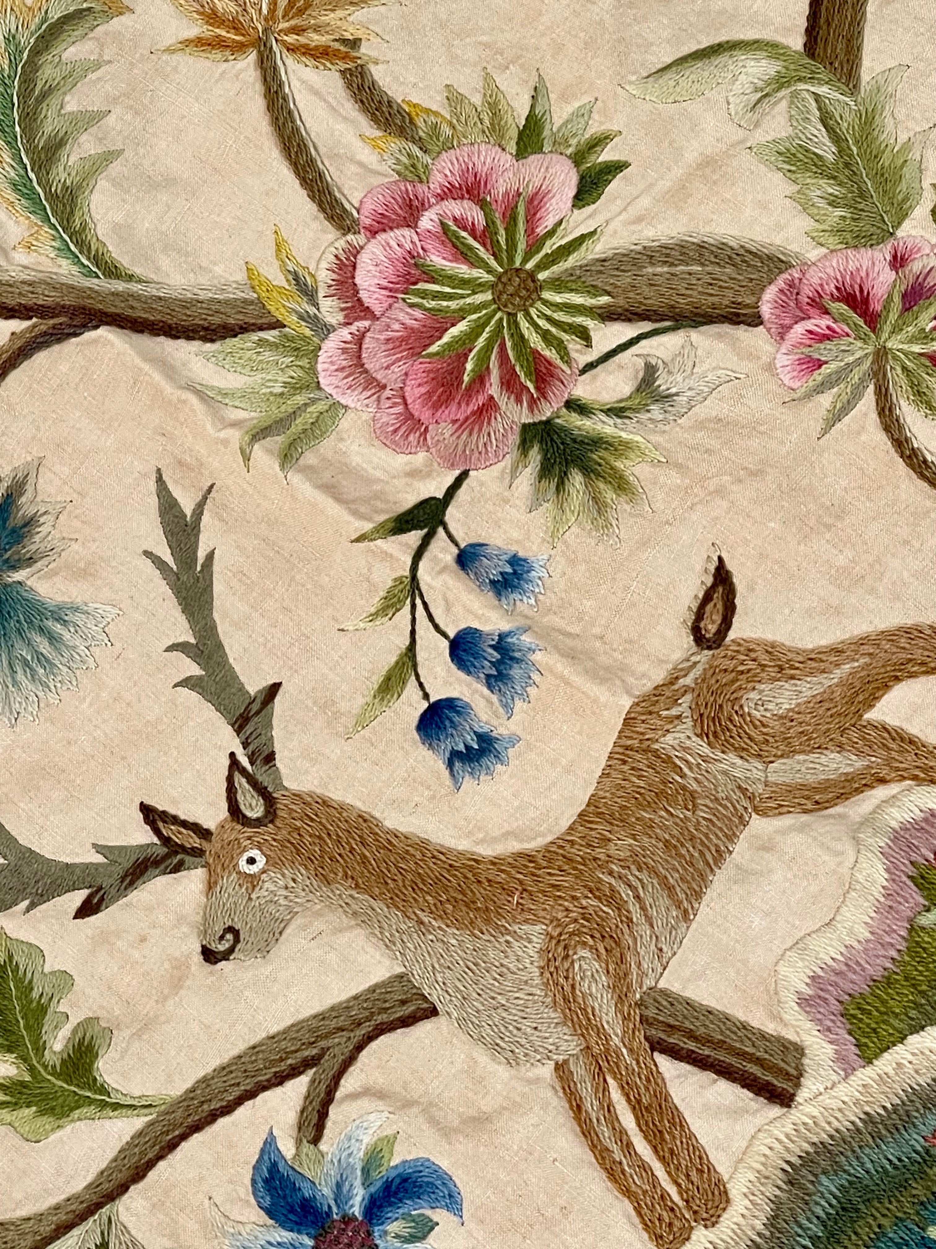 Antique Crewel Work Bed Cover Arts and Crafts