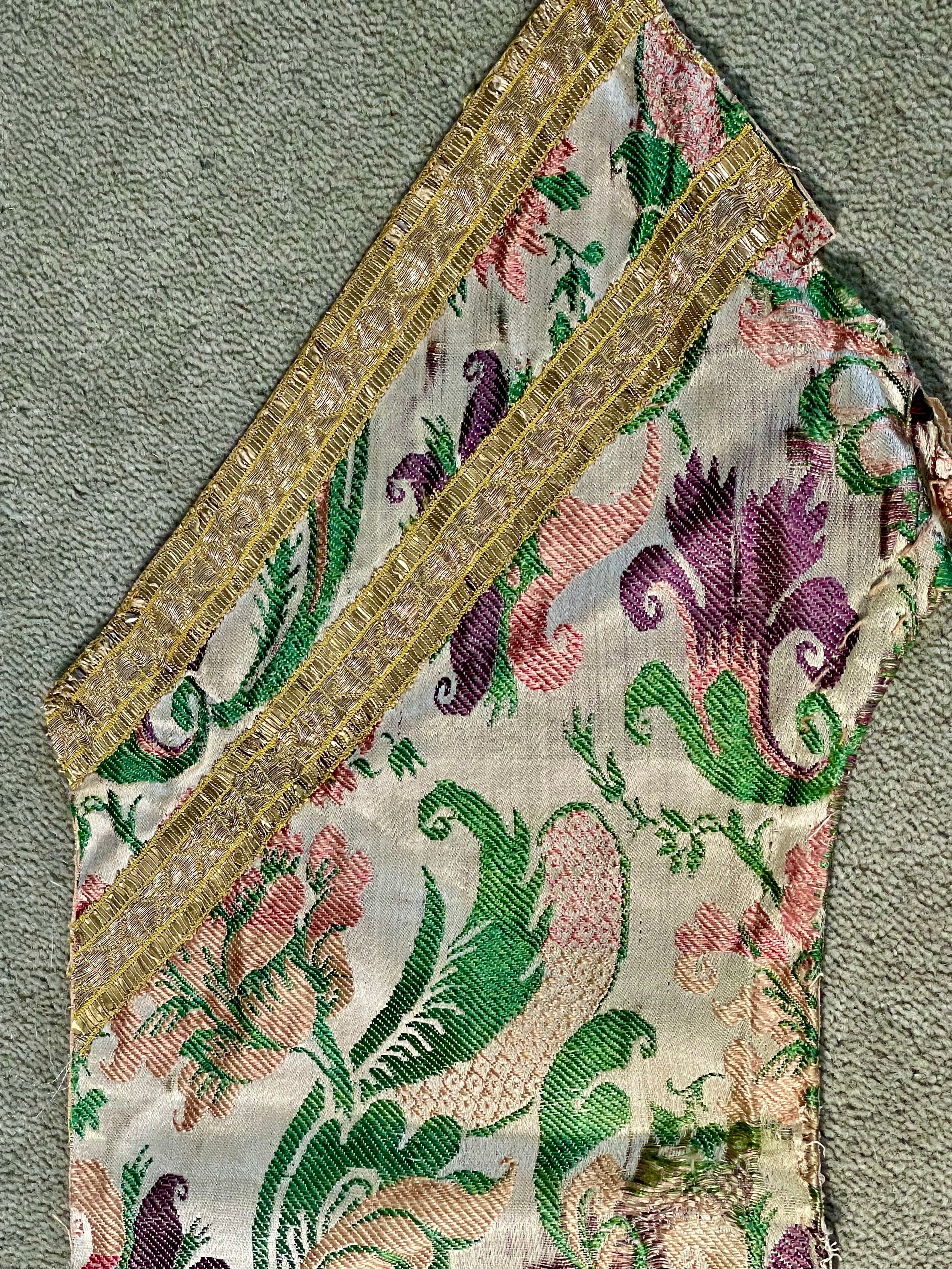 18th Century French Silk Brocade Chasuble Panel