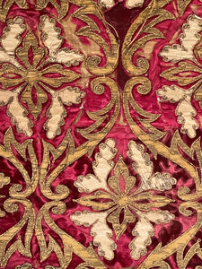 17th Century Venetian Baroque Silk Velvet Appliqued Panel