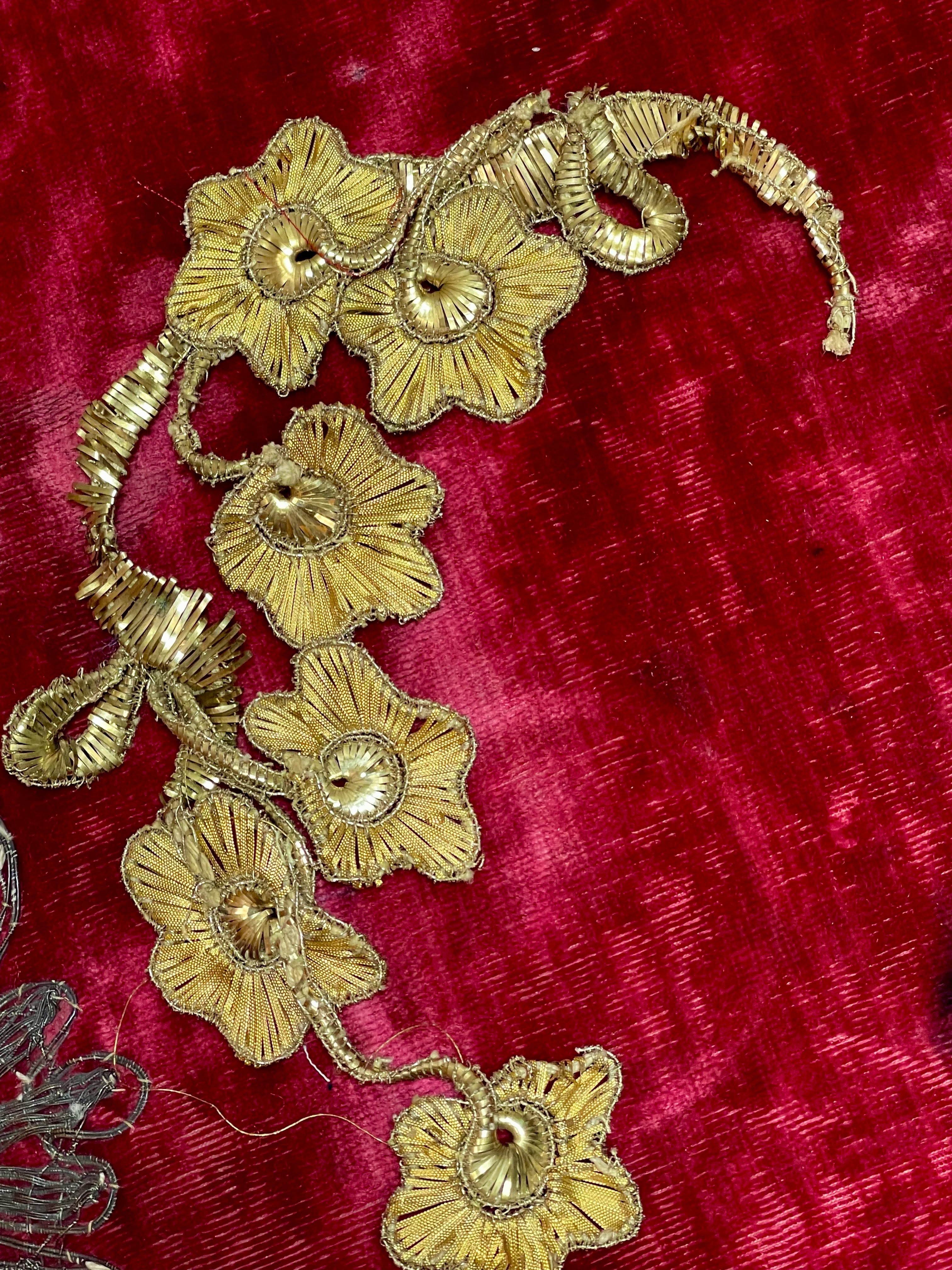 Antique Goldwork Floral Applique