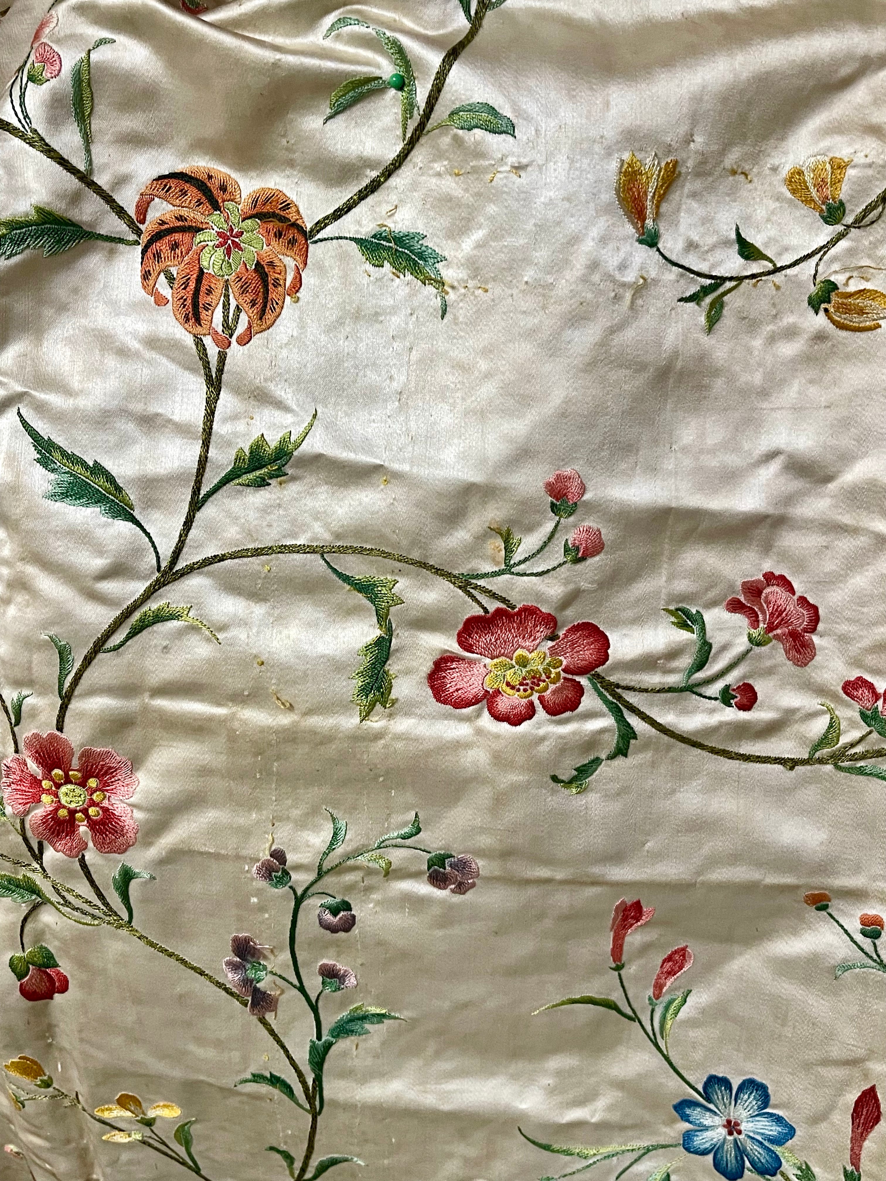 18th Century Embroidered Silk