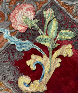 17th Century Silk Embroidered Slip   Flower